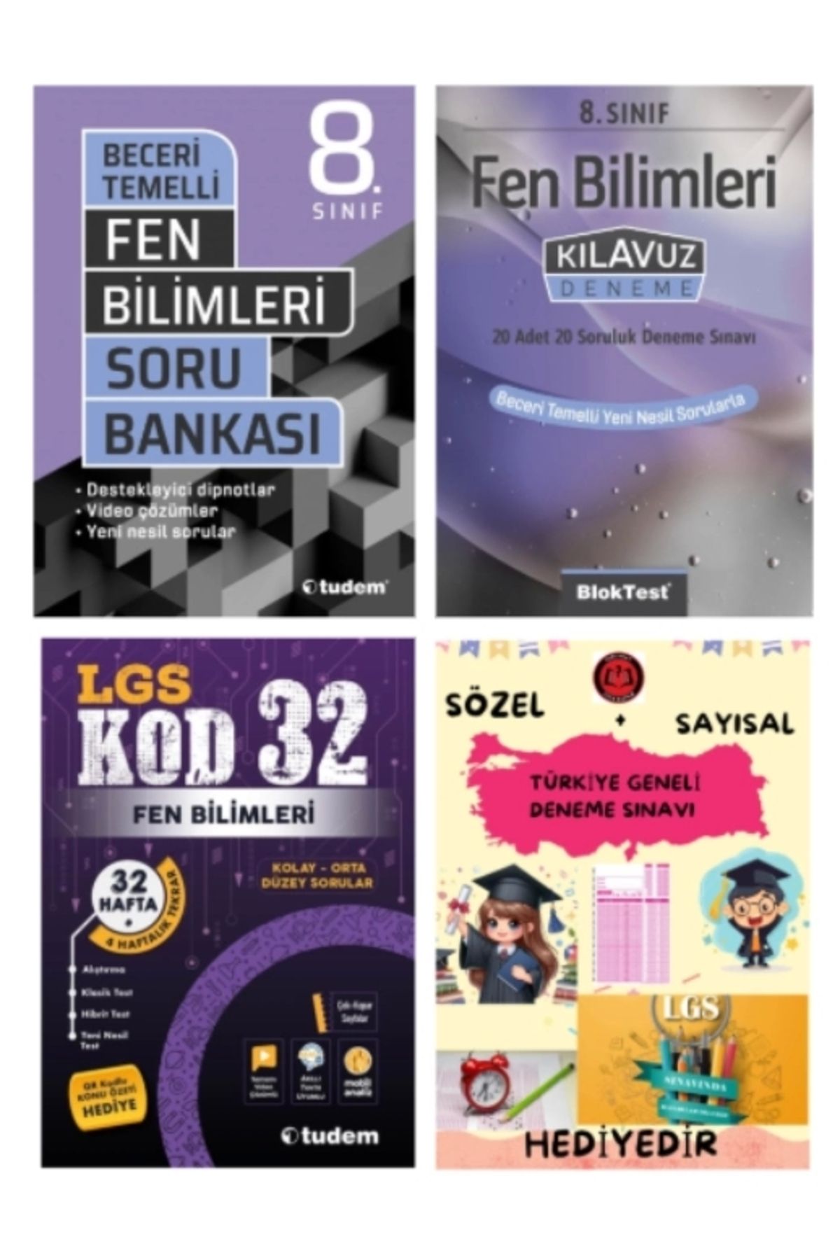 Tudem Yayınları TUDEM YAYINLARI LGS FEN BİLİMLERİ BECERİ TEMELLİ SORU BANKASI - FEN BİLİMLERİ KLAVUZ DENEME - FEN Bİ