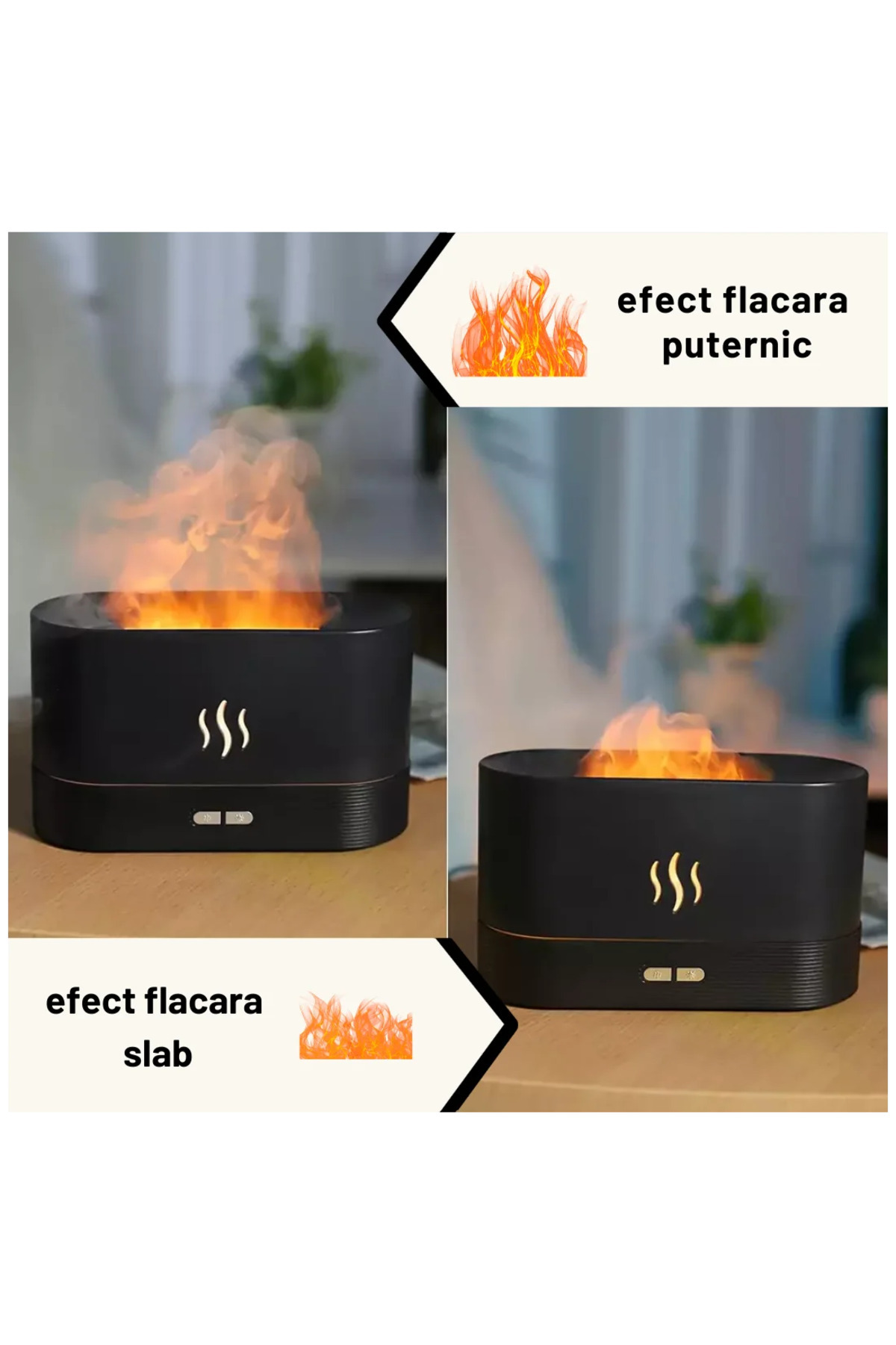 MACVI-Macvi® Aromatherapy Diffuser and Humidifier with Flame Effect, Ultrasonic, 180 ml, Black 5