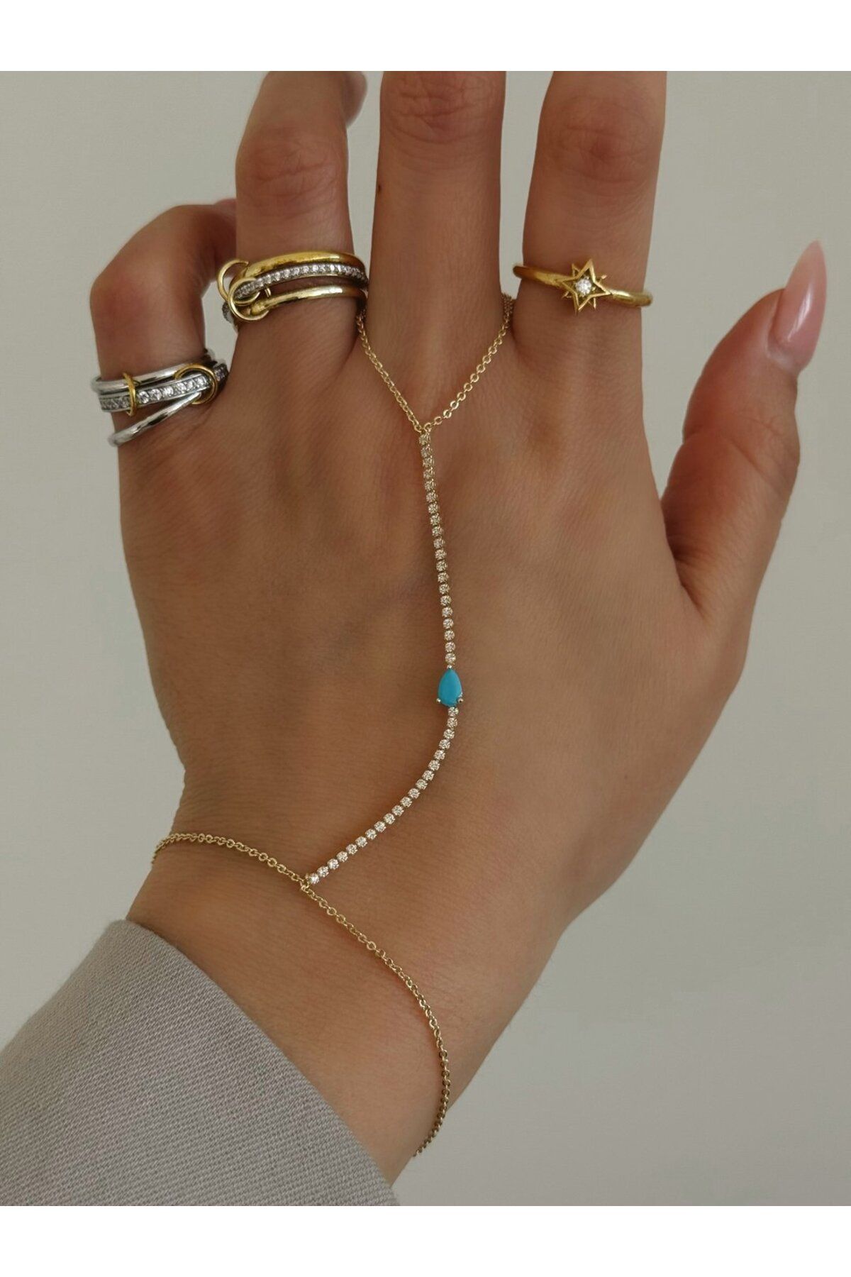 H&B Design Çelik Mavi Taşlı Suyolu Şahmeran