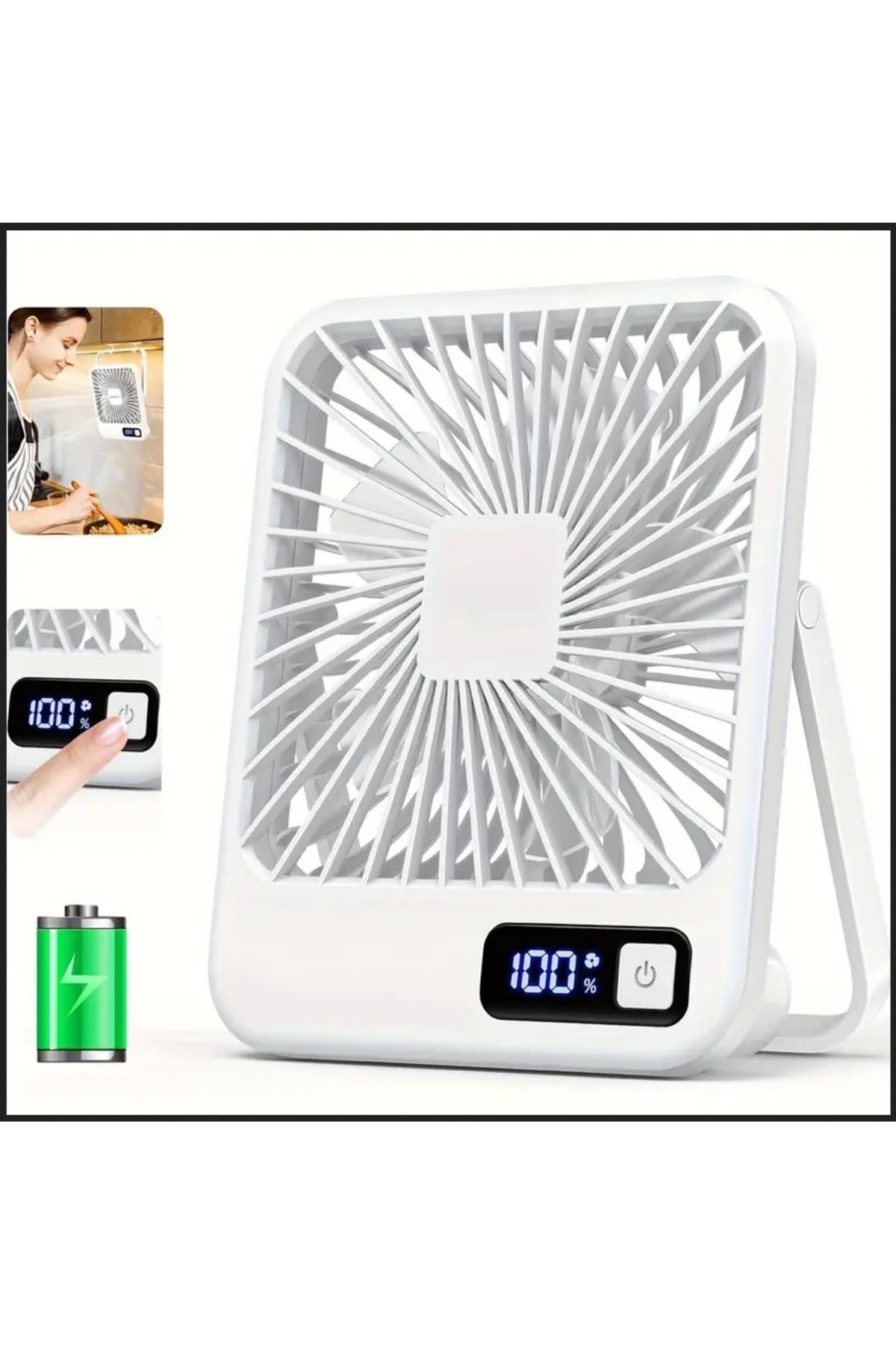 Tastech MASAÜSTÜ ŞARJLI FAN 5 HIZ KADEMELİ ULTRA İNCE LED GÖSTERGELİ VANTİLATÖR SERİNLETİCİ MİNİ KLİMA