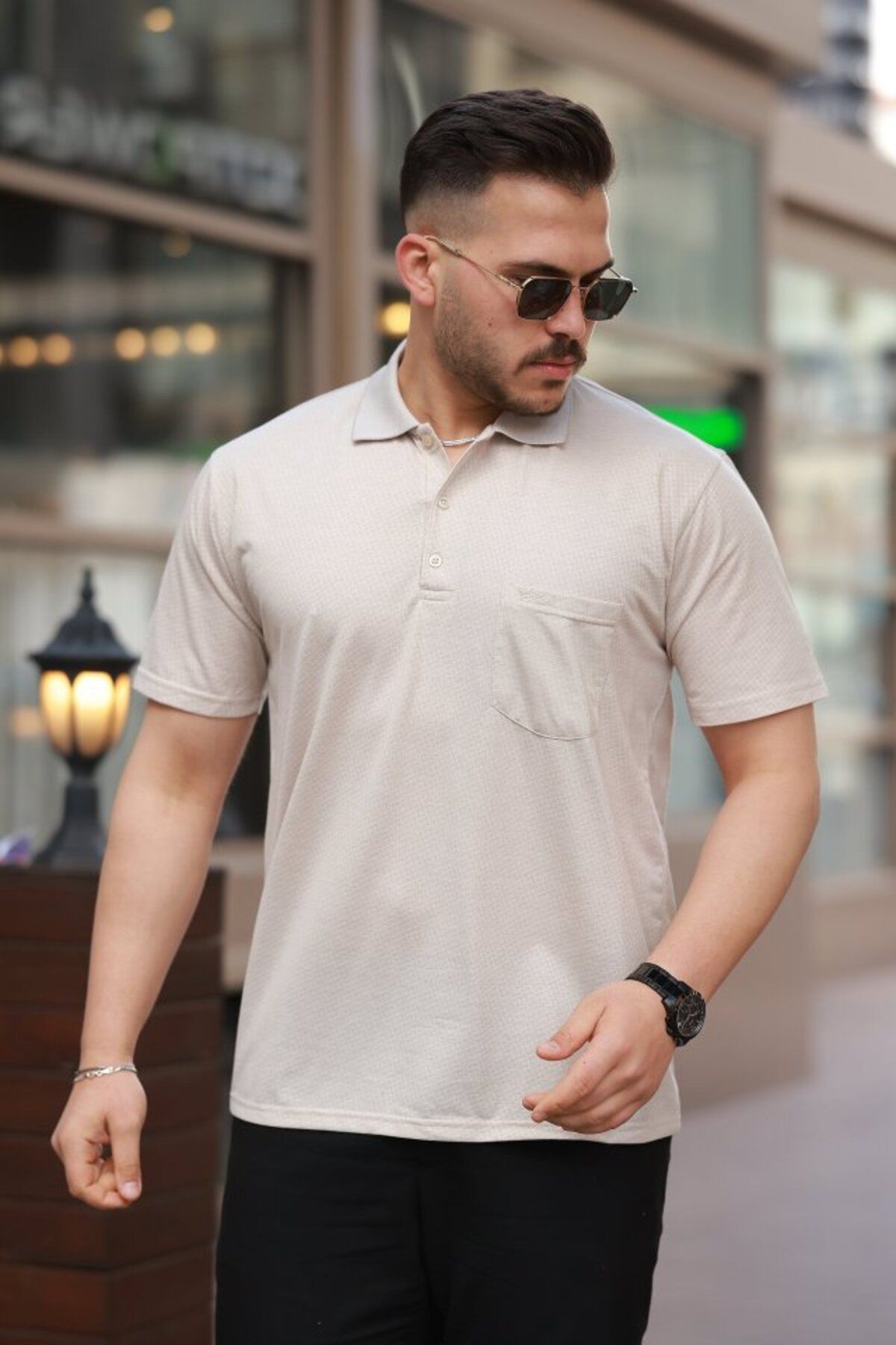 Eserden Erkek Yakalı Mini Jakarlı Kısa Kollu T-shirt