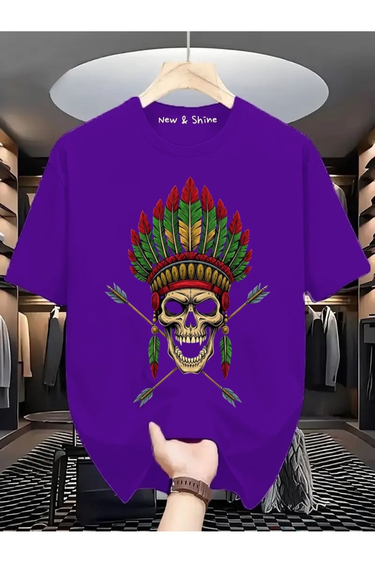 New Shine Kuru Kafa Baskılı Oversize T-Shirt