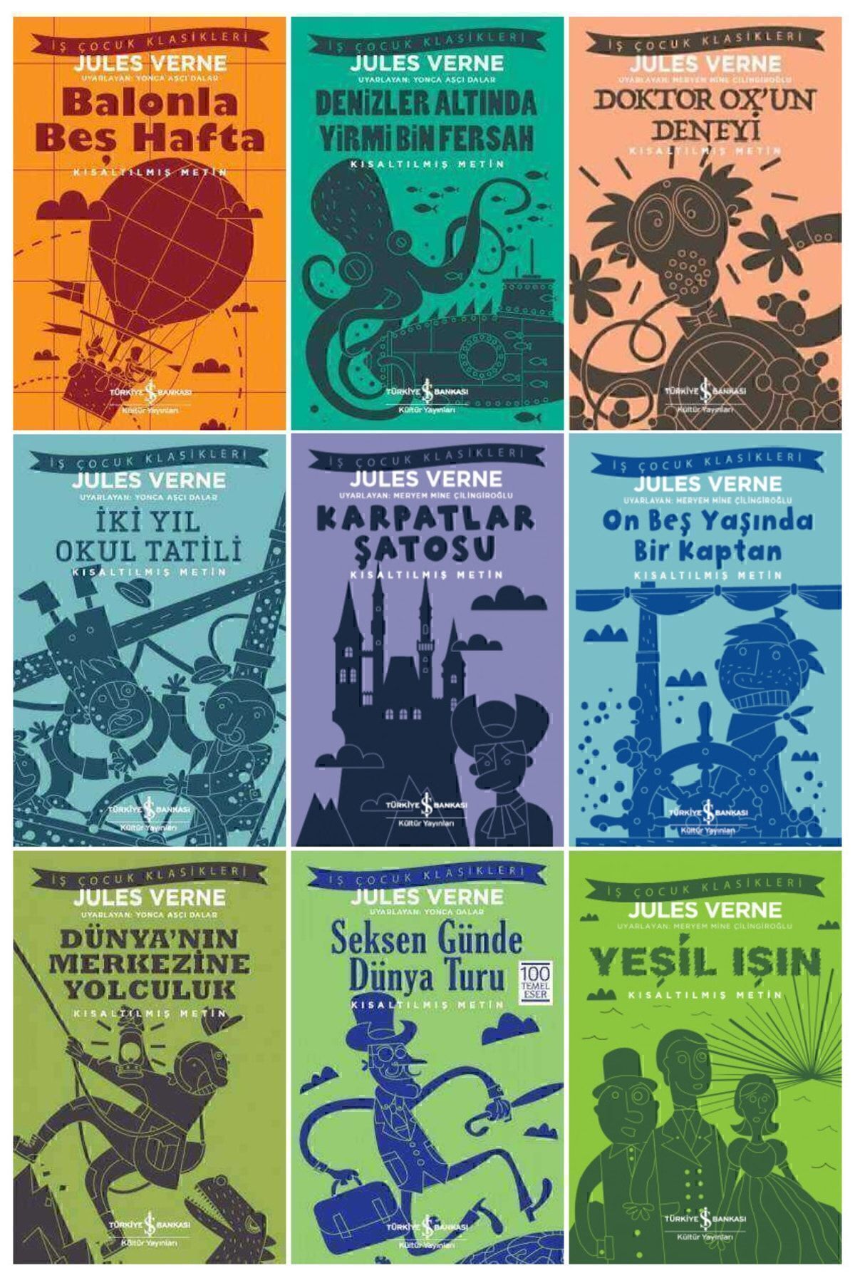 TÜRKİYE İŞ BANKASI KÜLTÜR YAYINLARI Jules Verne Çocuk Klasikleri 9 Kitap Set