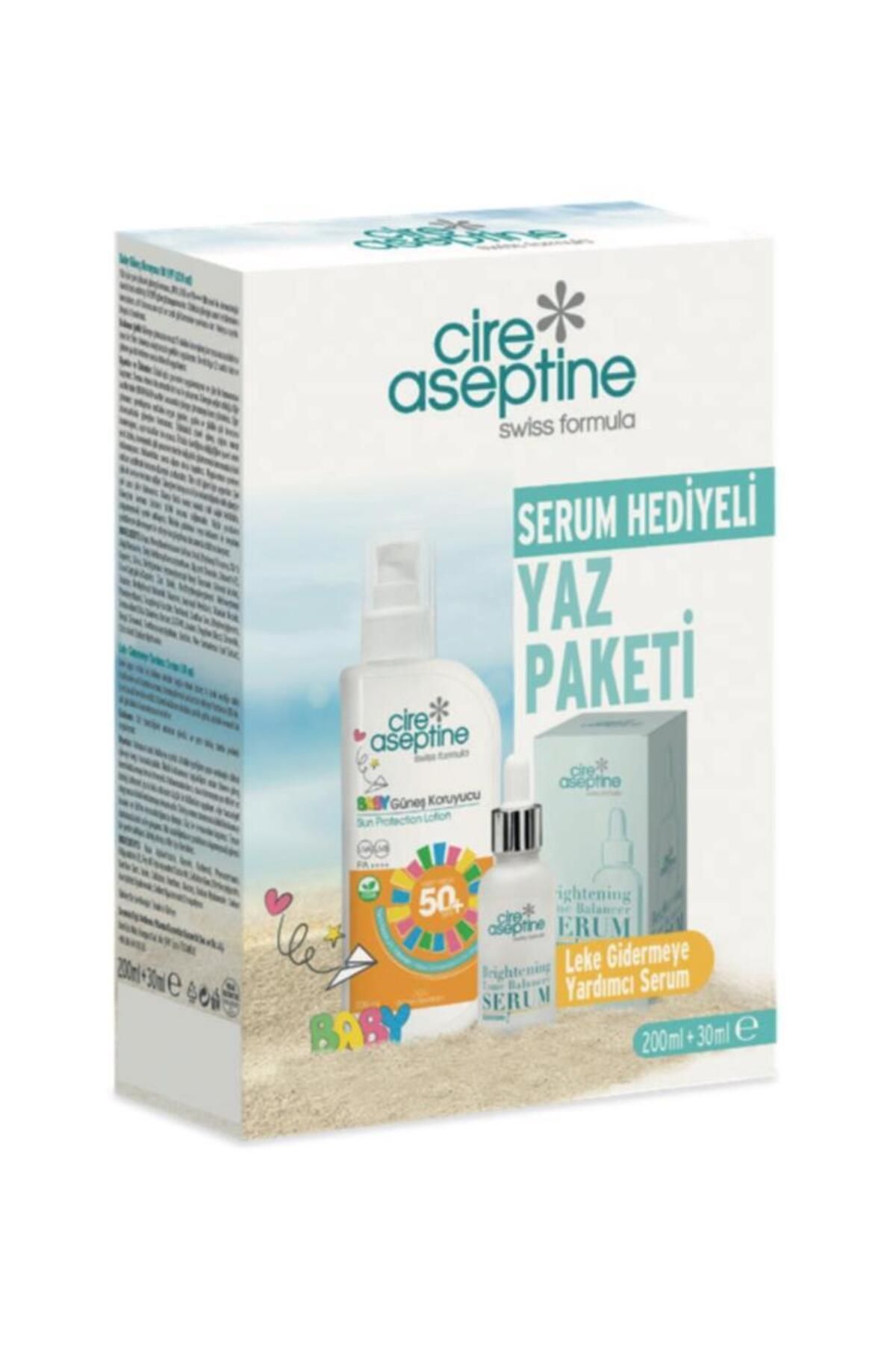 CIRE ASEPTINE Baby Güneş Koruyucu 50 SPF 200 ml +Leke Gidermeye Yardımcı Serum Serum 30 ml Kutu