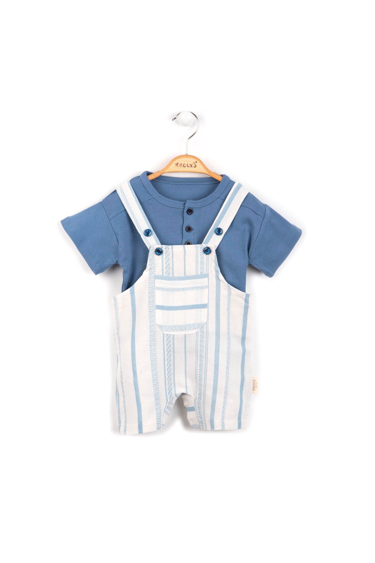Adda Baby Erkek Bebek Yazlık Pamuklu Tshirt Keten Tulum 2'li Takım