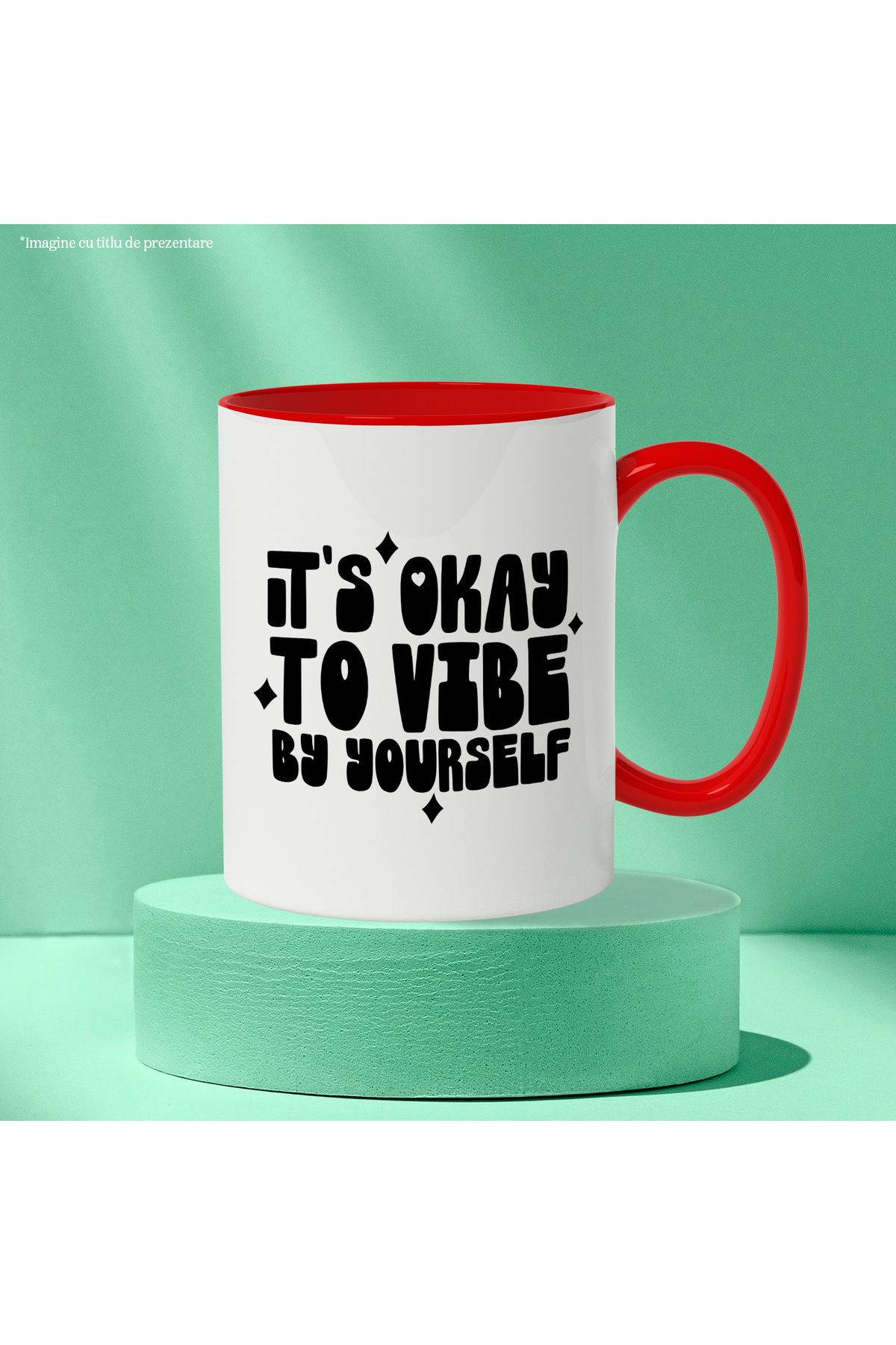 StoryGift Romania-Mug for those who can do it on their own with text in English with Red Handle, With ,STG 3