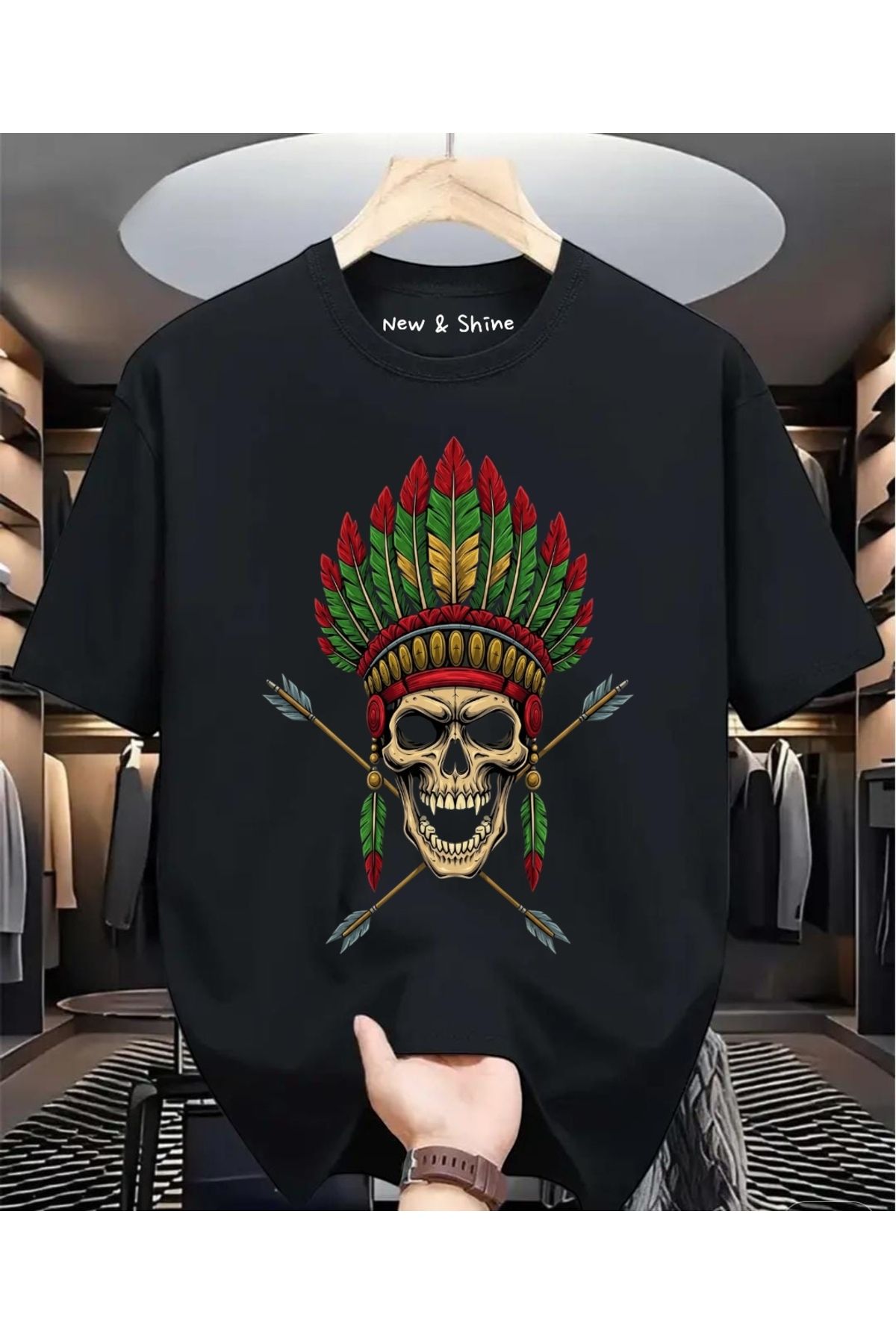 New Shine Kuru Kafa Baskılı Oversize T-Shirt