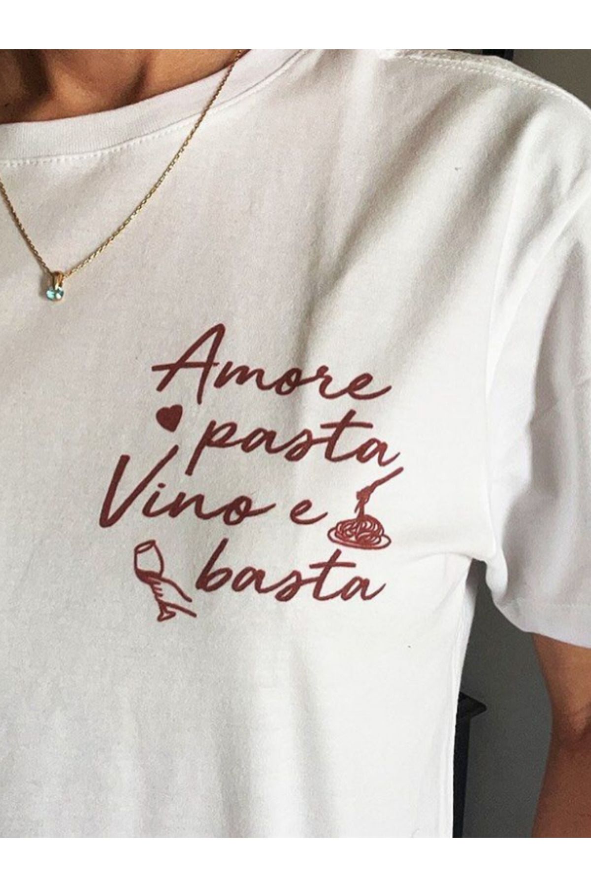 DEEFWEAR DREICH AMORE PASTA BASKILI BEYAZ TSHIRT