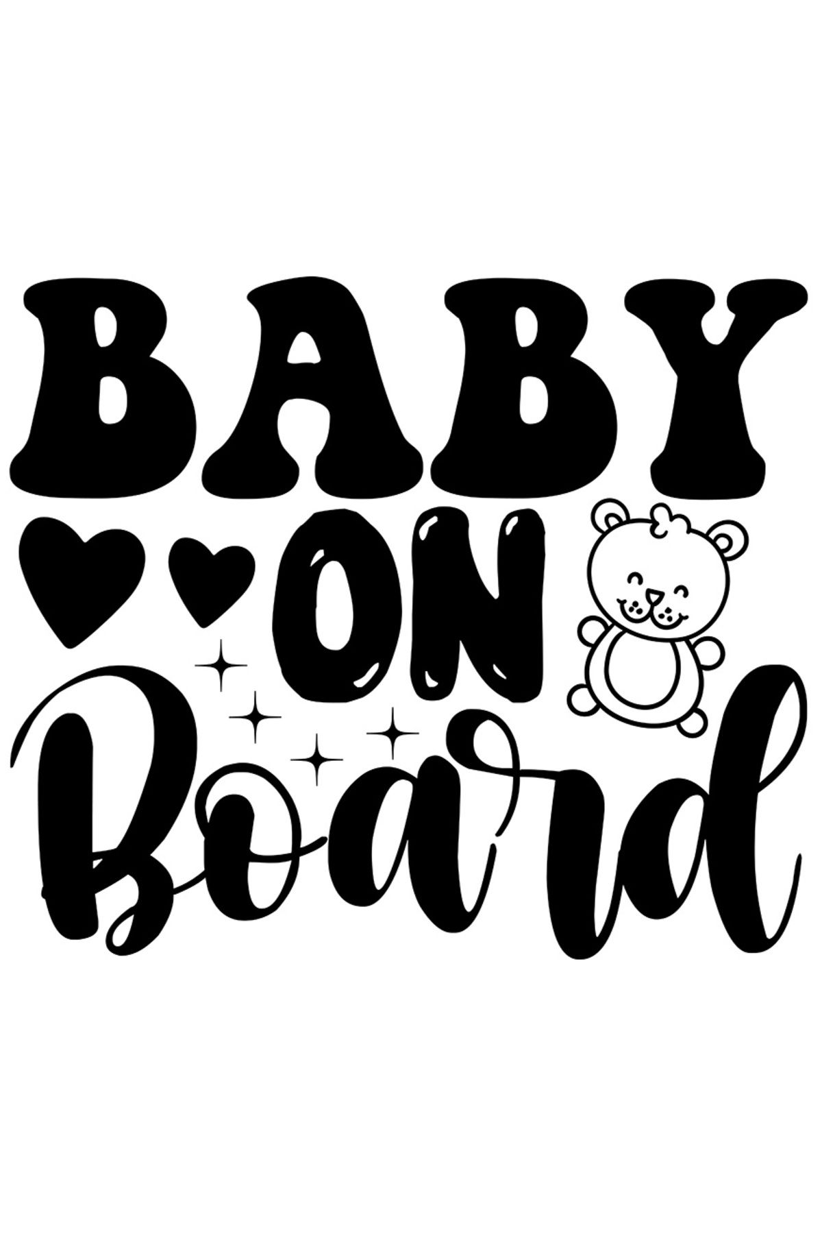 StoryGift Romania Sticker Adeziv 90cm Exterior Cu Inimioare Si Ursulet Pentru Bebelusi Cu Mesajul In Engleza "ba - One Size