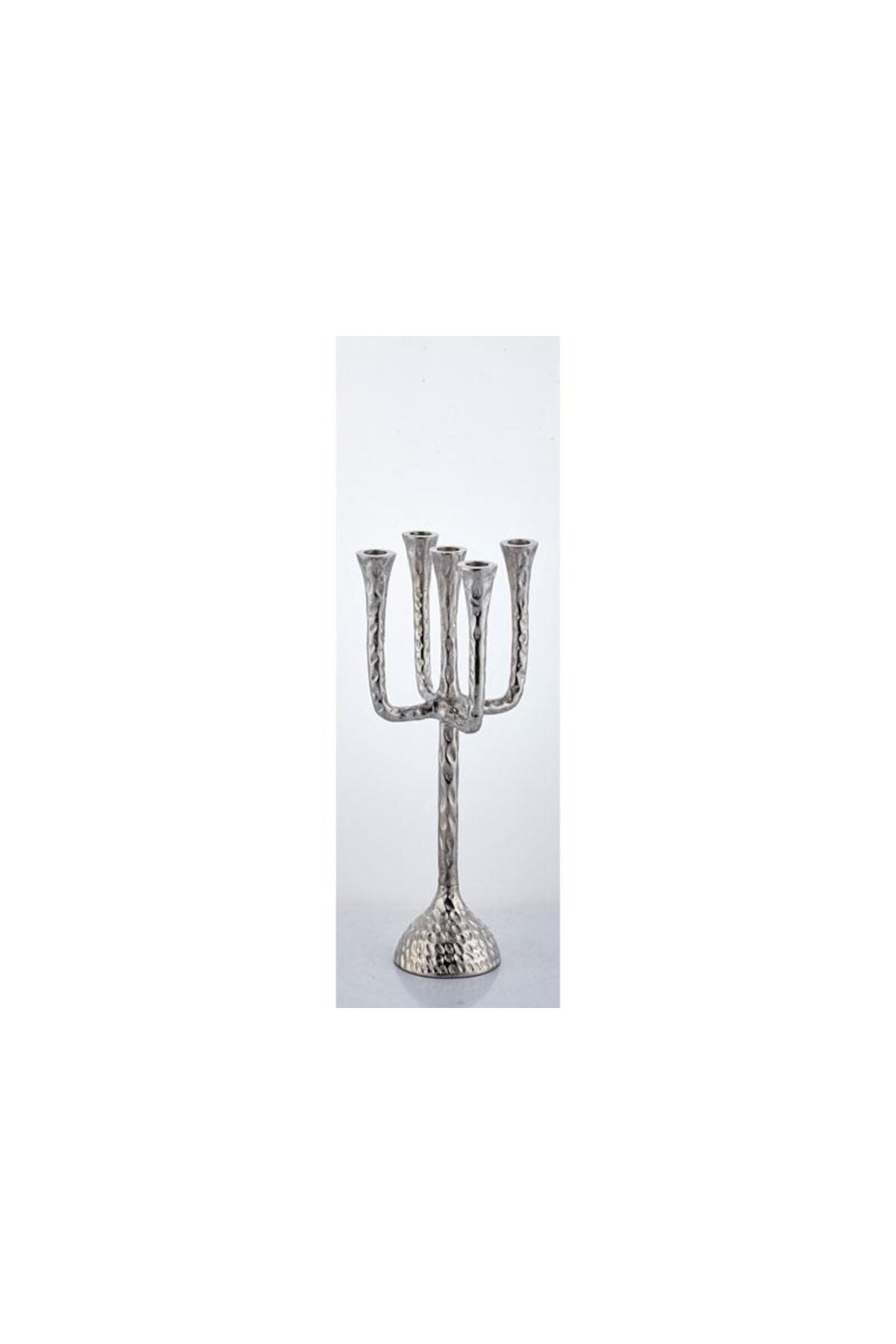 LAMEDORE Cactüs Small Candlestand 5 Lıghts Nickel 15X15X44 cm