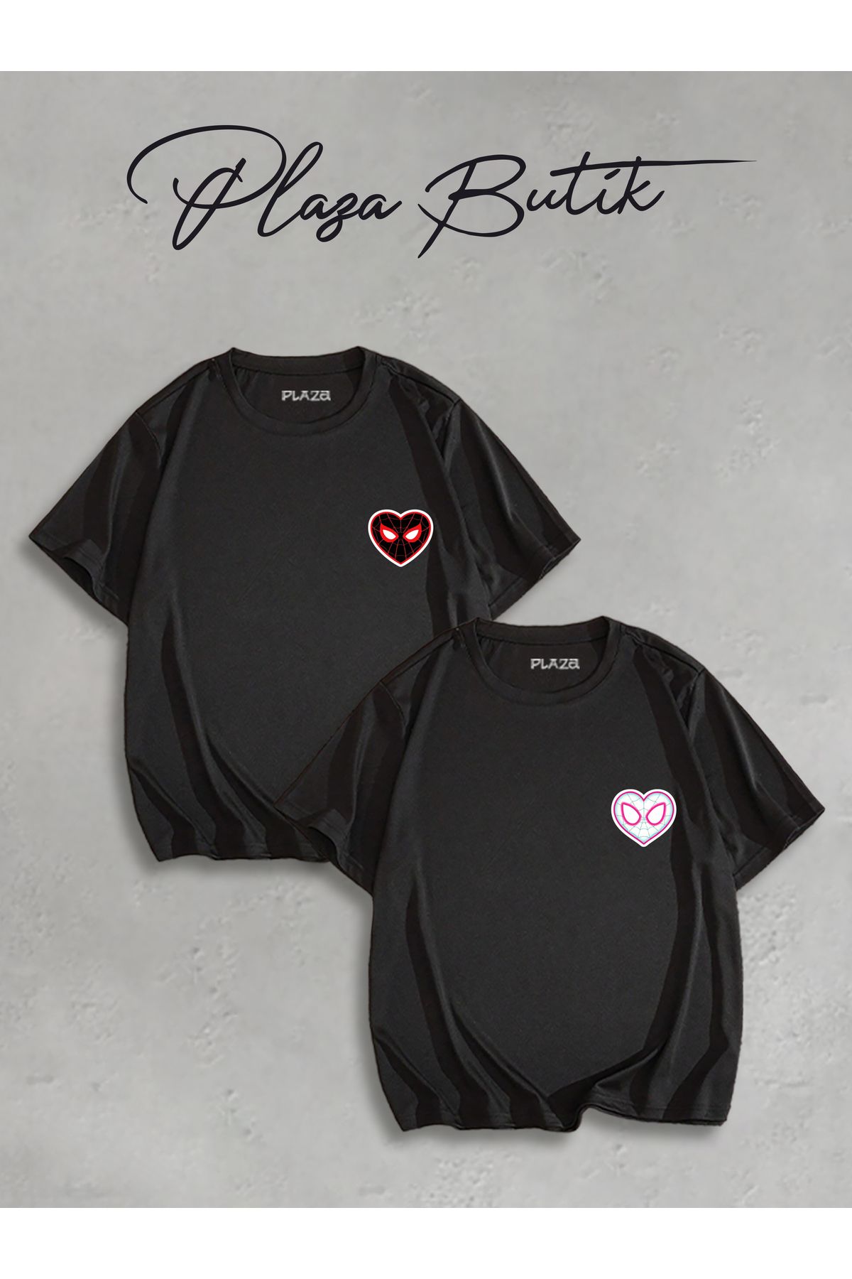 Plaza Butik Spider - Gwen Baskılı İkili Oversize Sevgili T-shirt Eş Kombini
