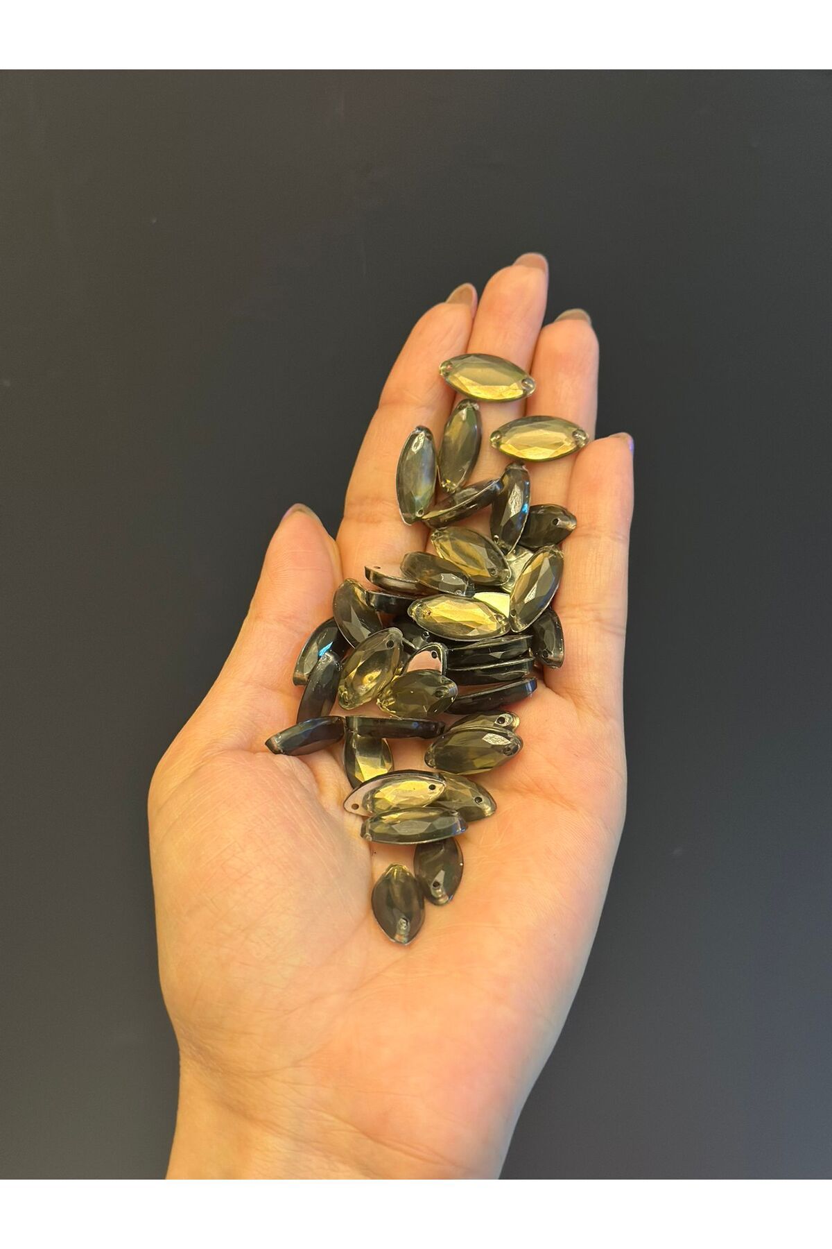 Gönülden Tasarım 2 CM 40 ADET FÜME DAMLA DİKME BONCUK