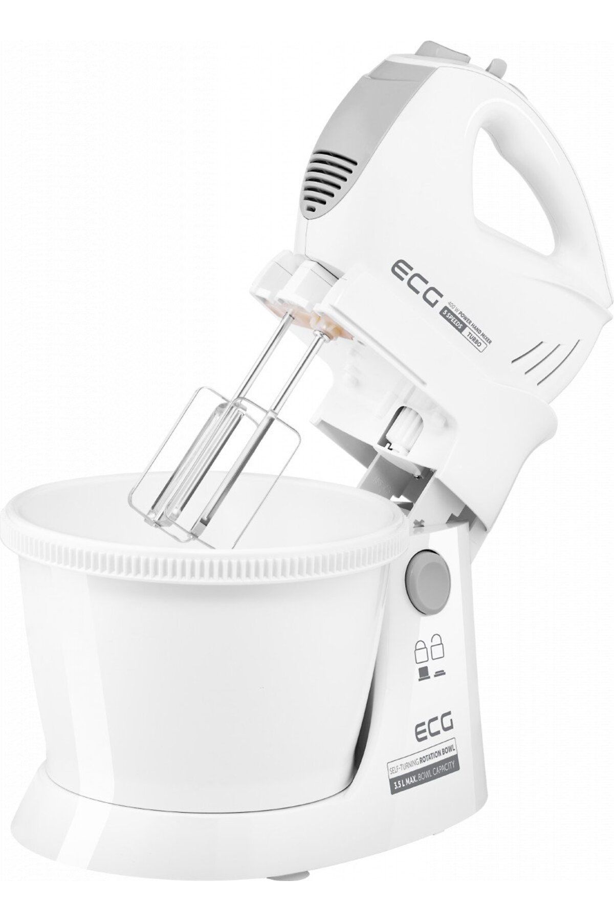 ECG-Hand Mixer With Rotating Bowl Rsm 4052, 400 W, 3.5 L, 5 Speeds, Turbo Function, White 7