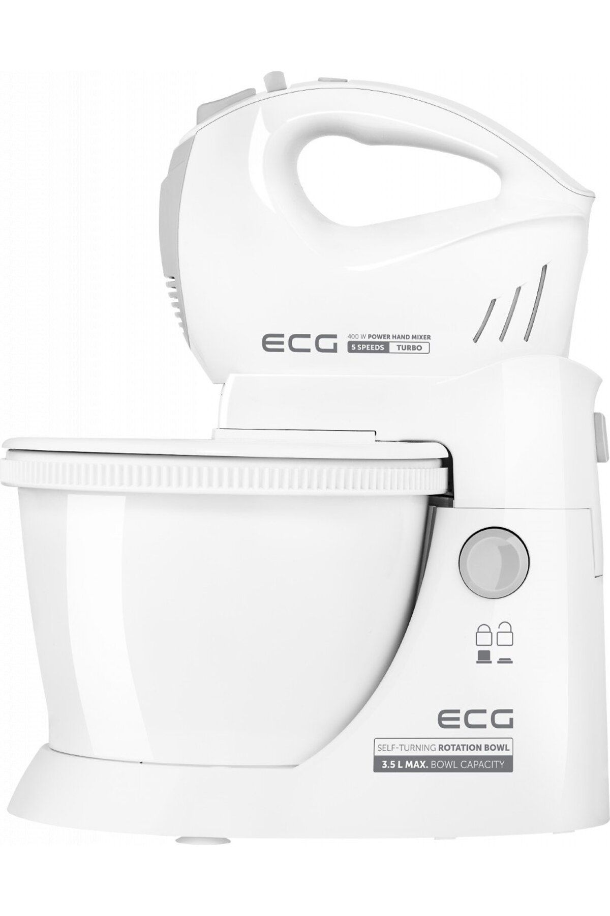 ECG-Hand Mixer With Rotating Bowl Rsm 4052, 400 W, 3.5 L, 5 Speeds, Turbo Function, White 5