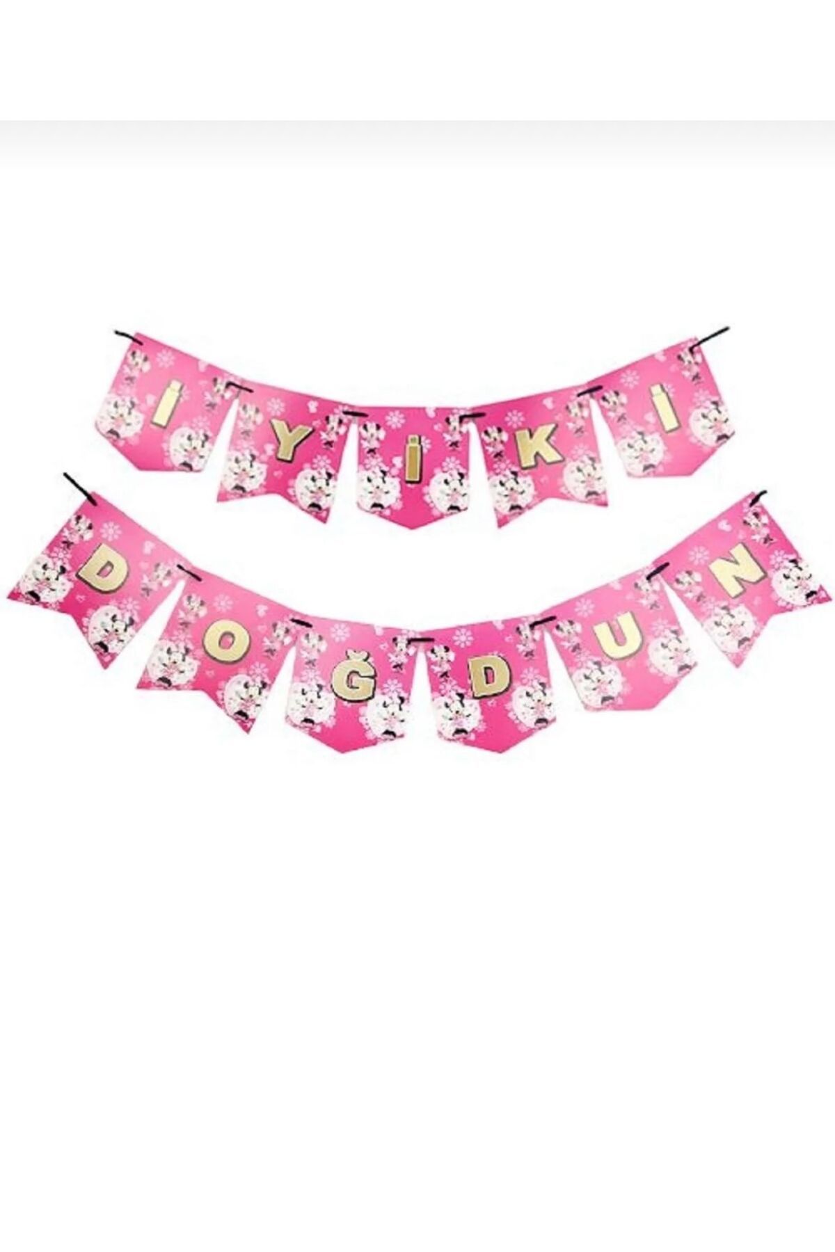 partyrüyası Minnie Mouse Karakter Temalı Açılır Iyiki Doğdun Yazılı Banner 2 METRE