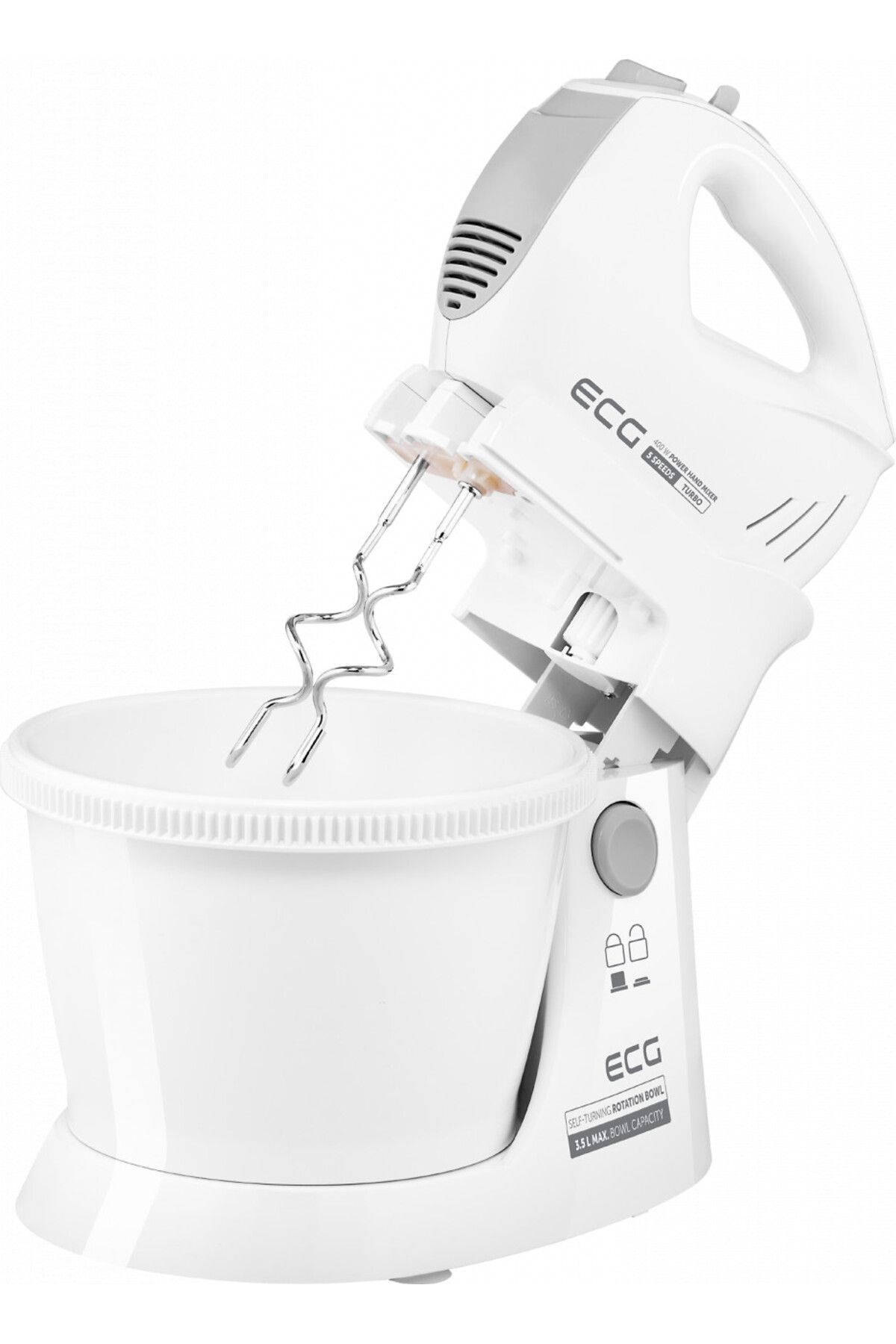 ECG-Hand Mixer With Rotating Bowl Rsm 4052, 400 W, 3.5 L, 5 Speeds, Turbo Function, White 6