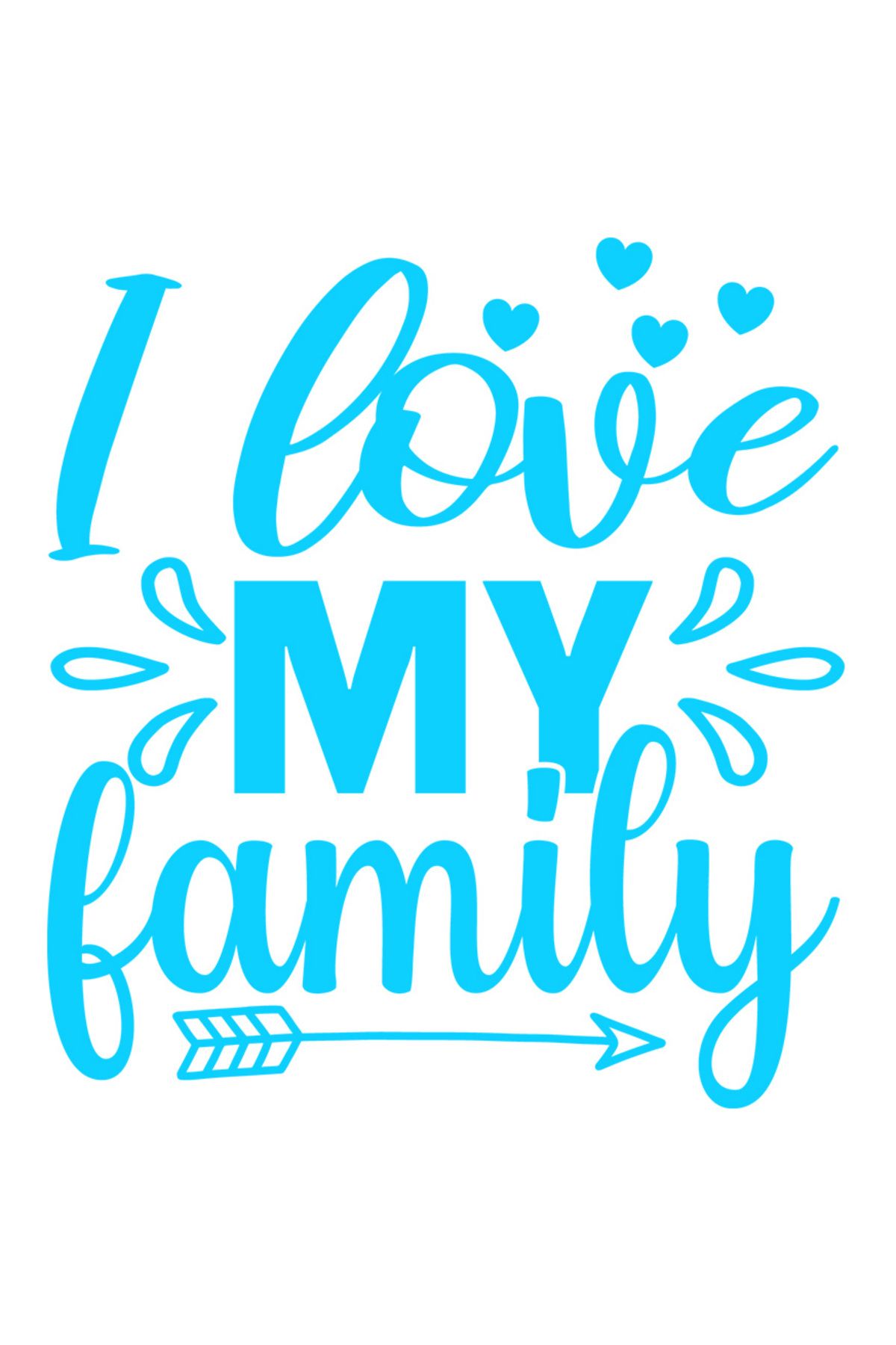 StoryGift Romania Sticker Adeziv 90cm Exterior Cu Mesaj In Limba Engleza "i Love My Family" - Imi Iubesc Familia - One Size
