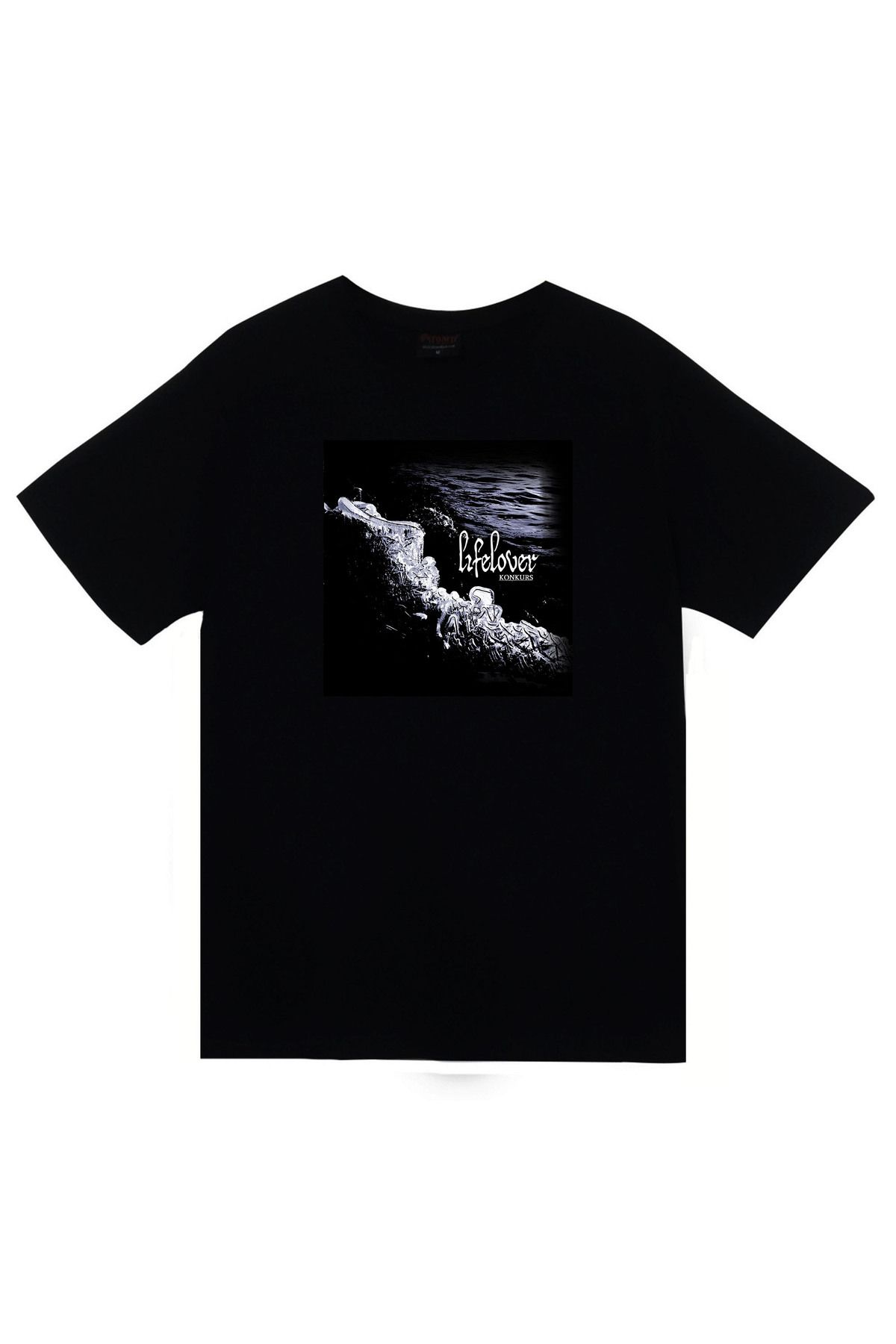 fame-stoned Lifelover Müzik Grubu Baskılı Unisex %100 Pamuk Siyah T-shirt
