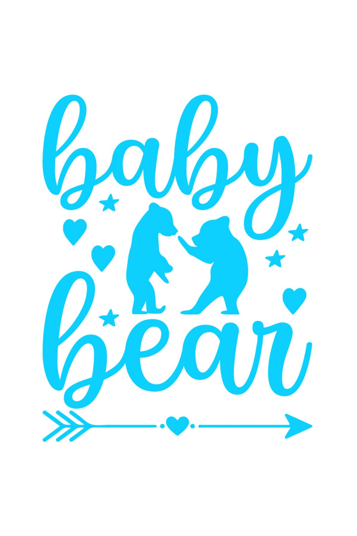 StoryGift Romania Sticker Eticheta 40cm Exterior Cu Textul In Engleza "baby Bear" - Pui De Urs Inimioare Stelute - One Size