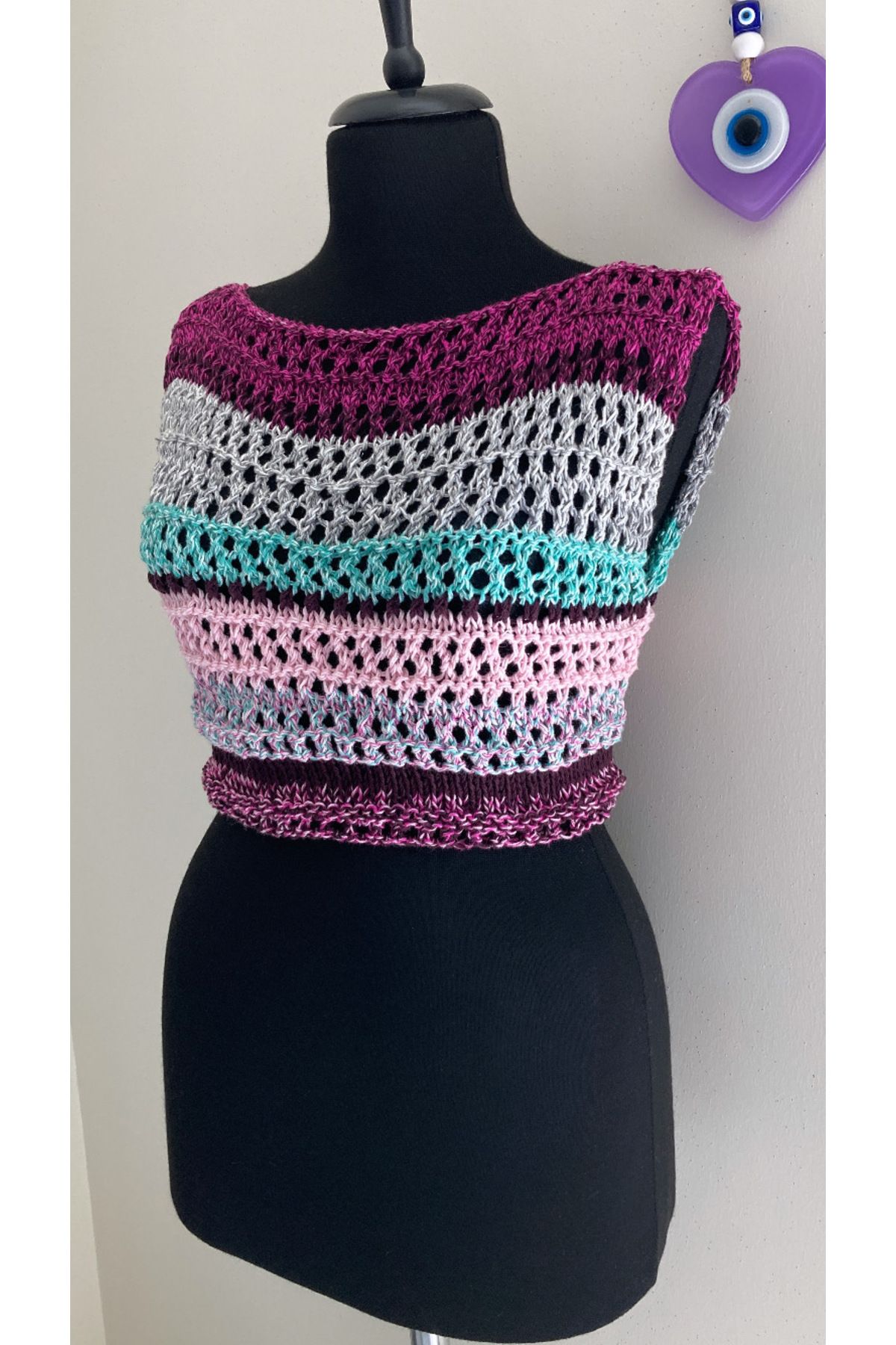 Tanem Çarşı Crop Bluz Elörgüsü Tasarım(25cm boy) Pamuklu
