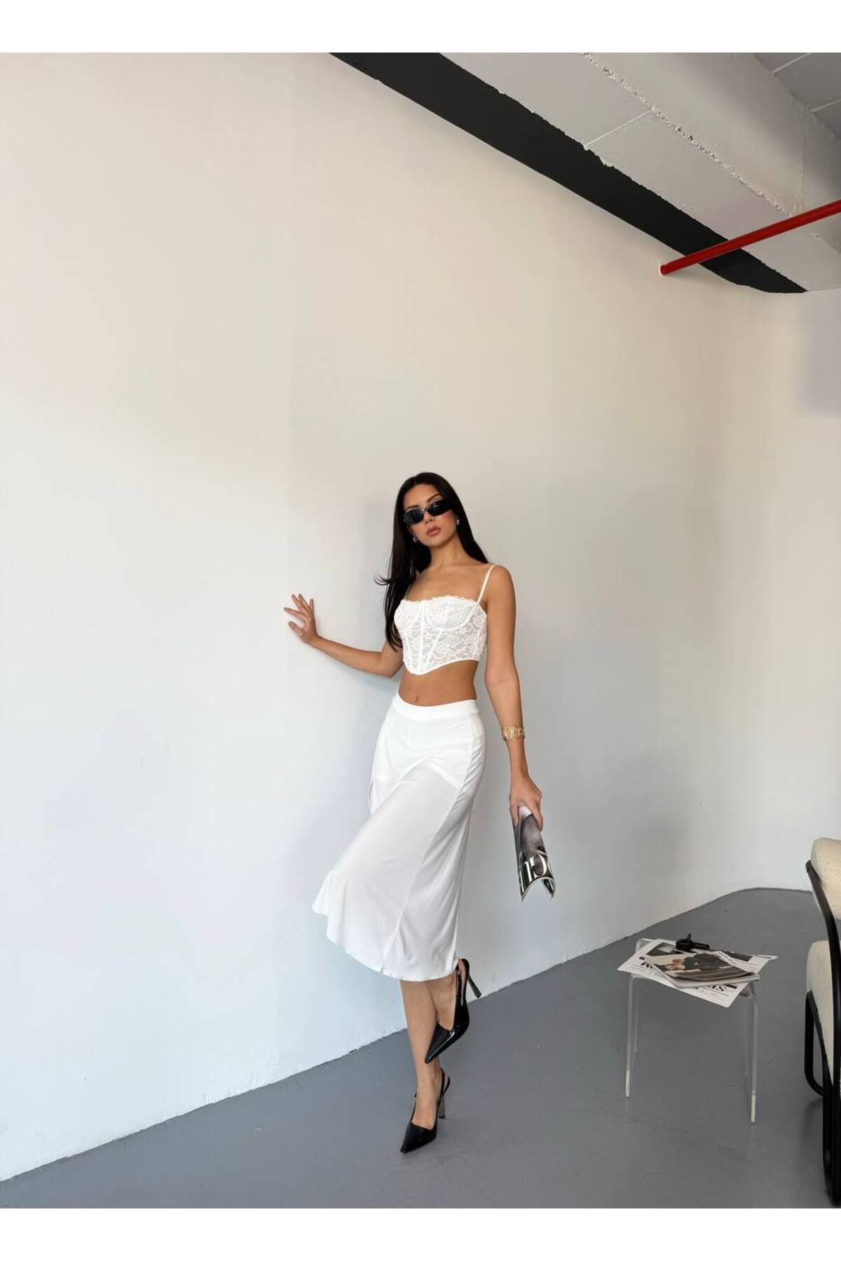 ZNG MODA Cep Detaylı Uzun Yırtmaçlı Şort Etek