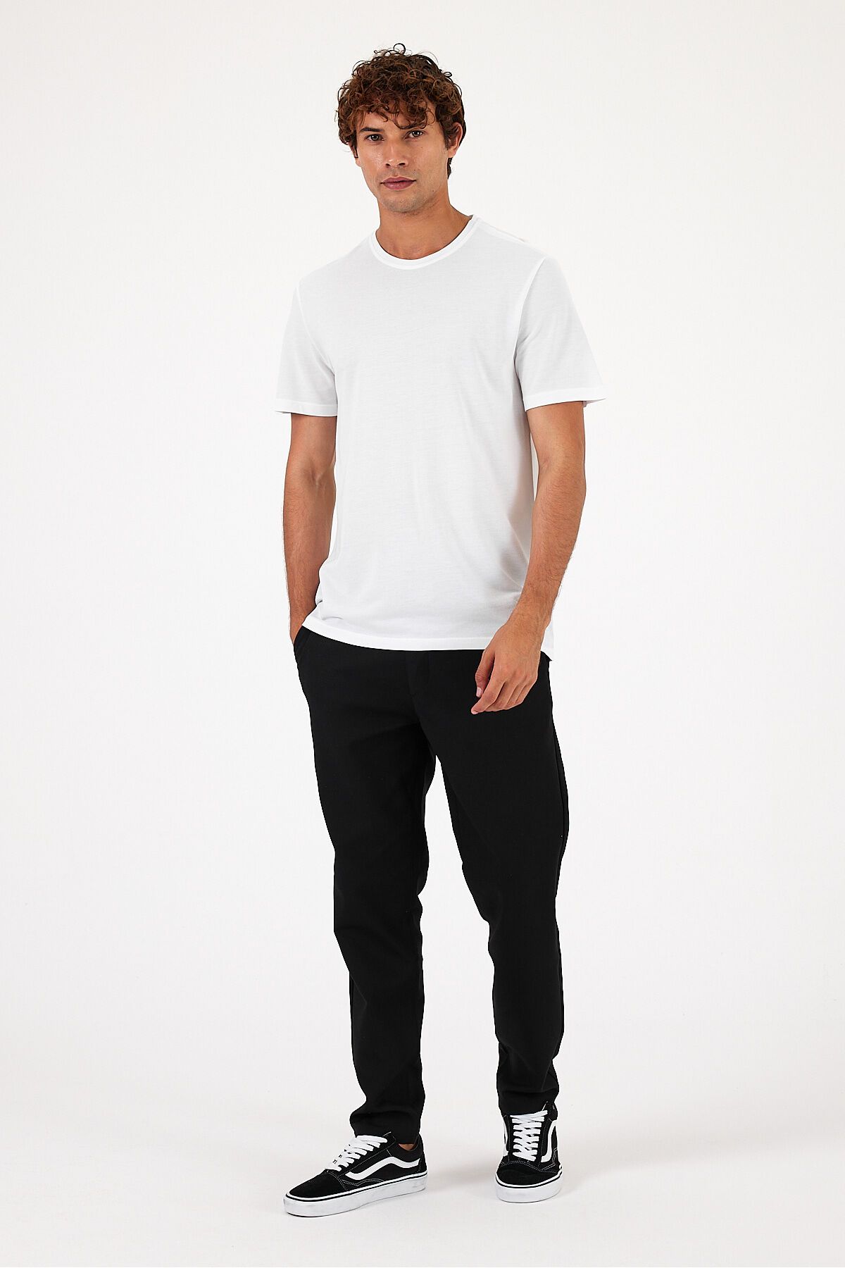 VENA Ken Bisiklet Yaka Regular Fit Pike Basic Tişört - BEYAZ