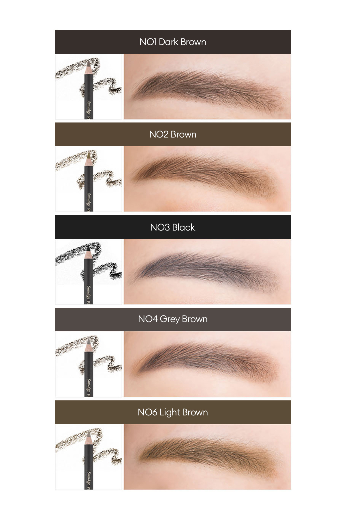 Bulaşmayan Kalıcı Doğal Kaş Kalemi Smudge Proof Wood Brow No.2 (BROWN) — قهوه‌ای 10074 — تصویر 5 از 7