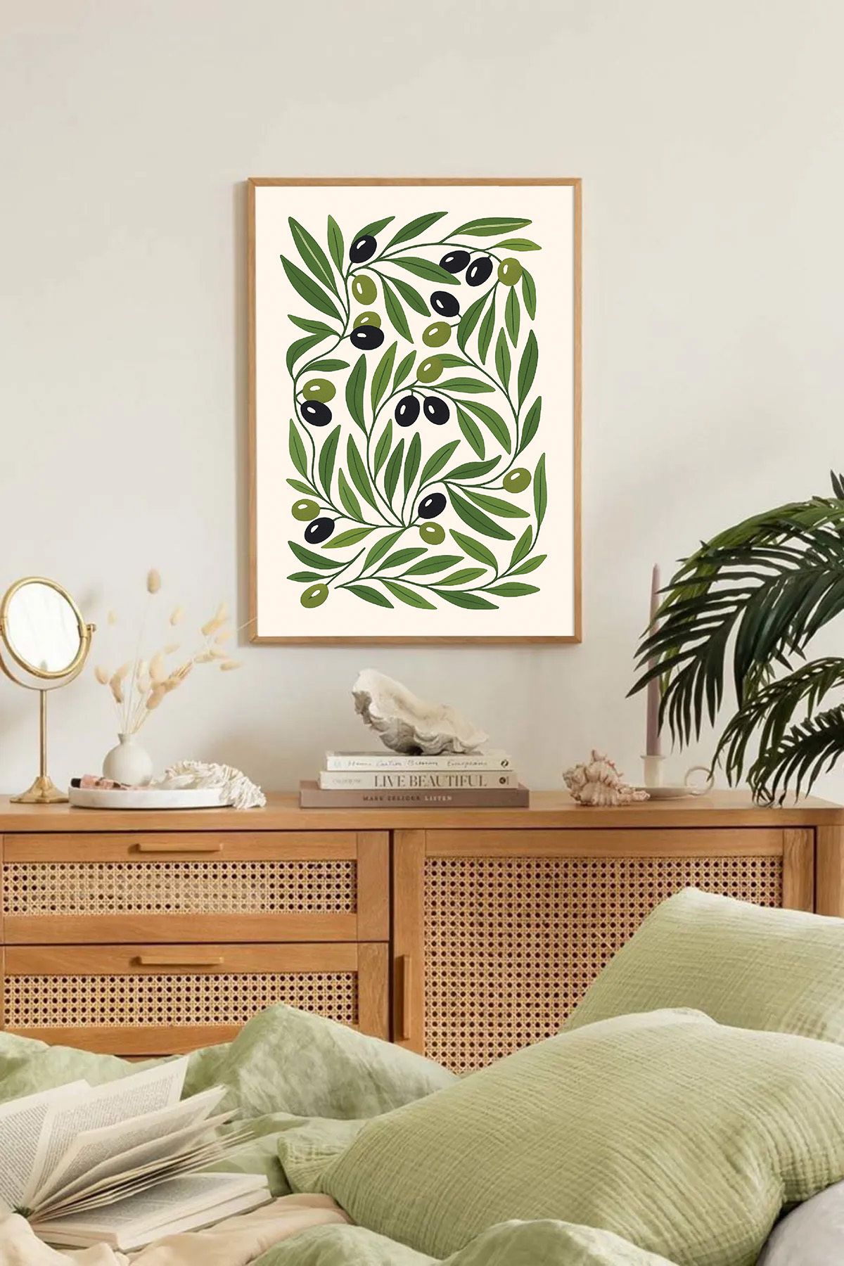 Dekorsiahome Tek Parça Ahşap Çerçeveli Oturma Odası Salon Mutfak Tablo TK0355