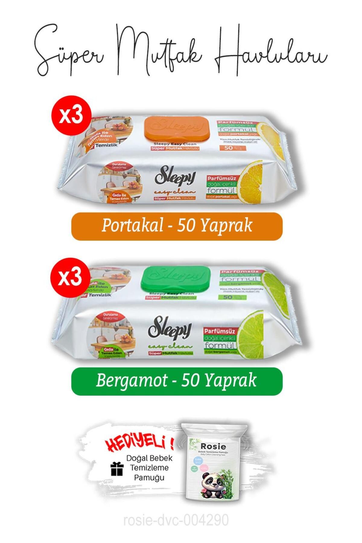 Sleepy Bergamot (x3) ve Portakal (x3) Süper Mutfak Havlusu 50'li ve ROSIE