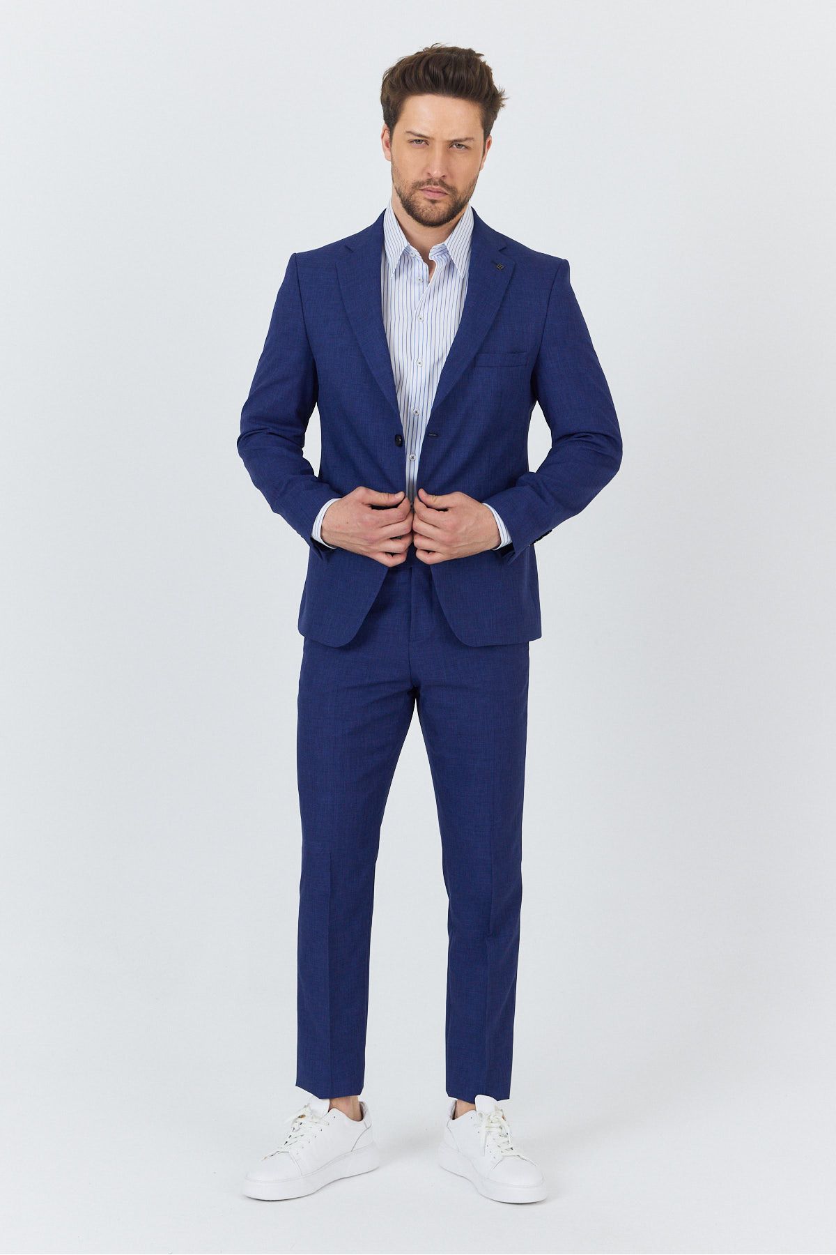Frappoli Nipoye Erkek Açık Lacivert 2'li Slim Fit Takım Elbise