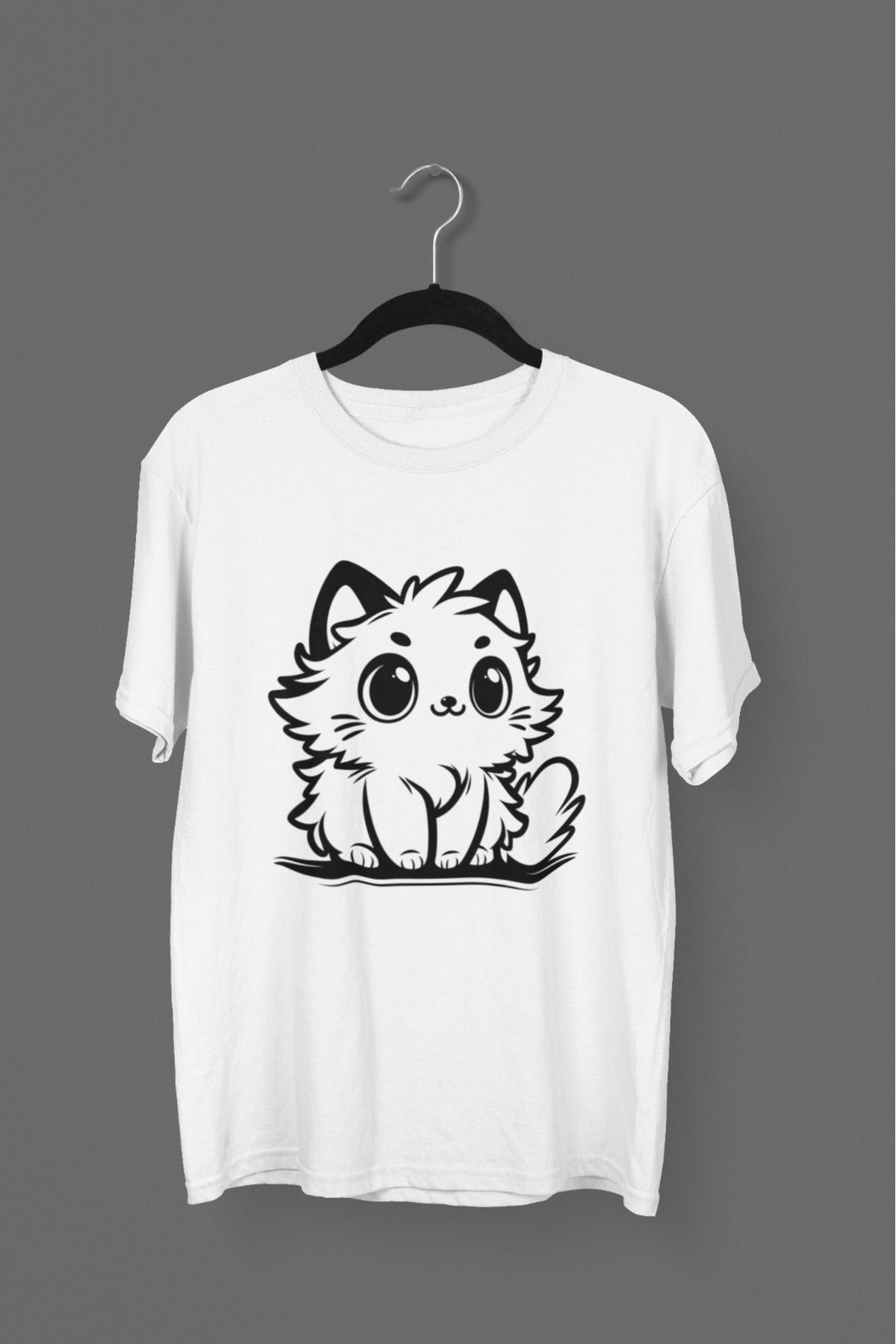 Butik ERKEK/KADIN -KEDİ3- TRANSFER BASKILI YUVARLAK YAKA KISA KOL TİŞÖRT