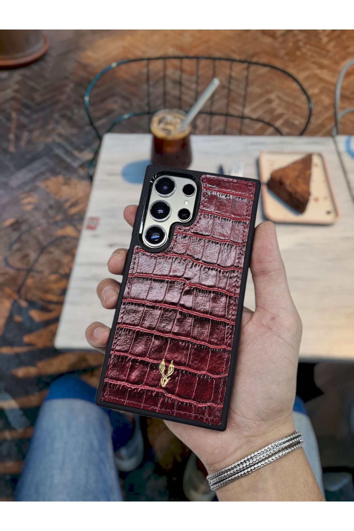 VİSSO Visso Hakiki Deri SAMSUNG GALAXY S25 ULTRA İsme Özel Deri Telefon Kılıfı UNİSEX BORDO CROCO