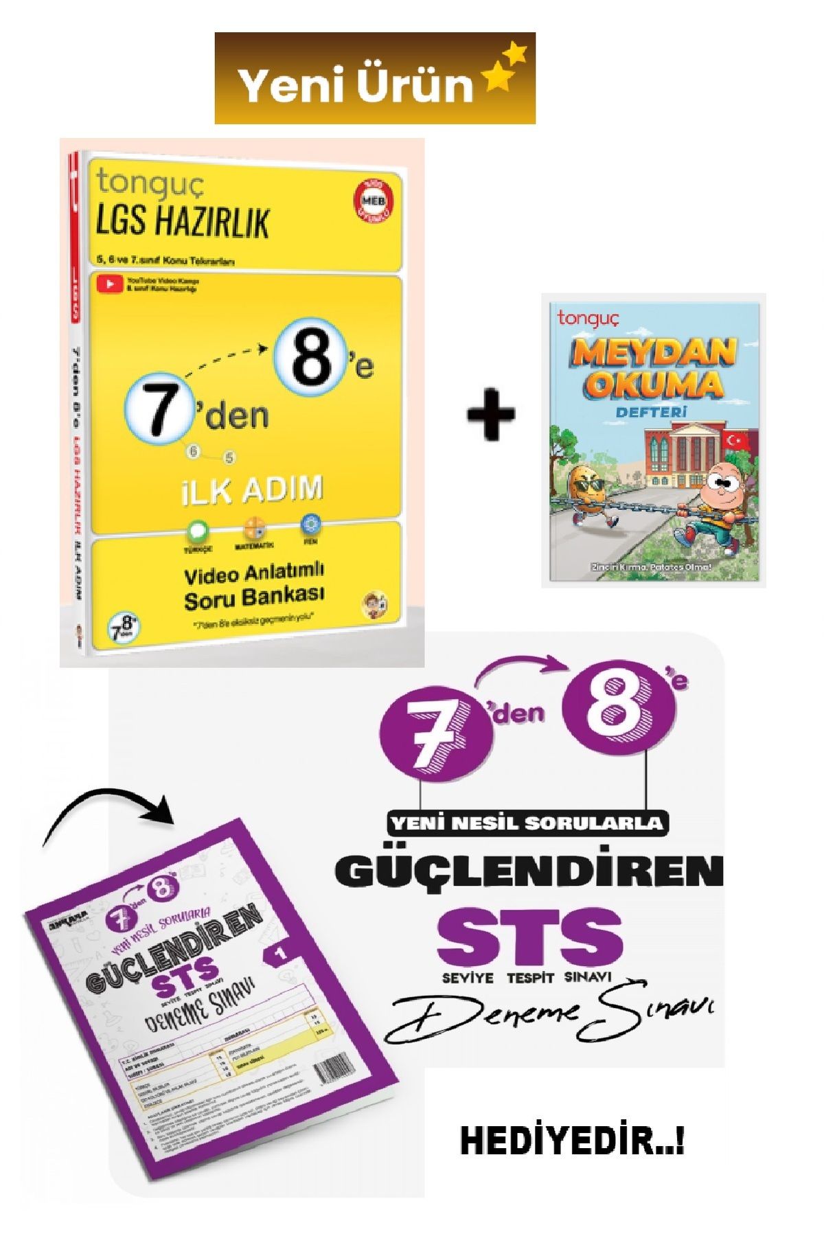 Tonguç Yayınları 7'den 8'e LGS Hazırlık İlk Adım (Meydan Okuma Defteri + Deneme)