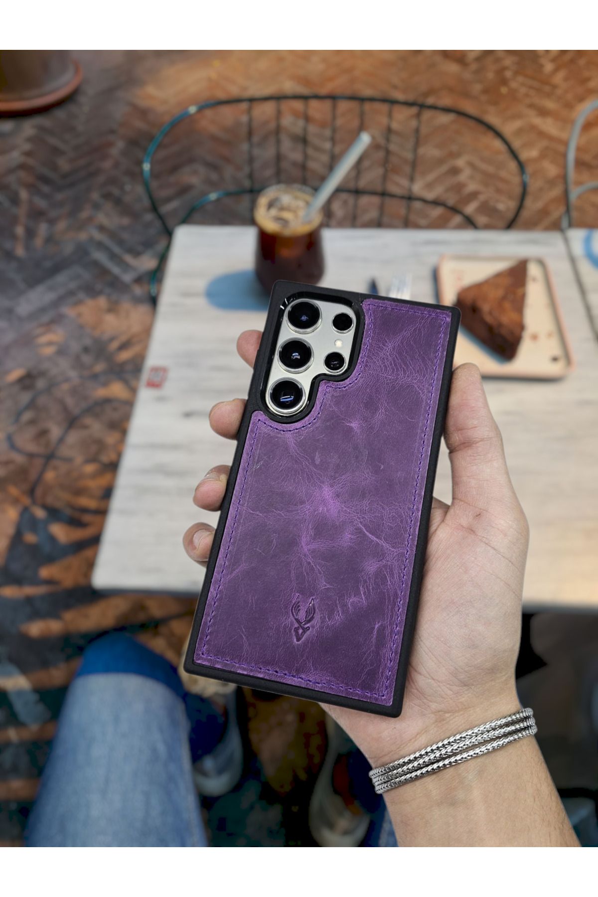 VİSSO Visso Hakiki Deri SAMSUNG GALAXY S25 ULTRA İsme Özel Deri Telefon Kılıfı UNİSEX MOR GÜL CRAYZ