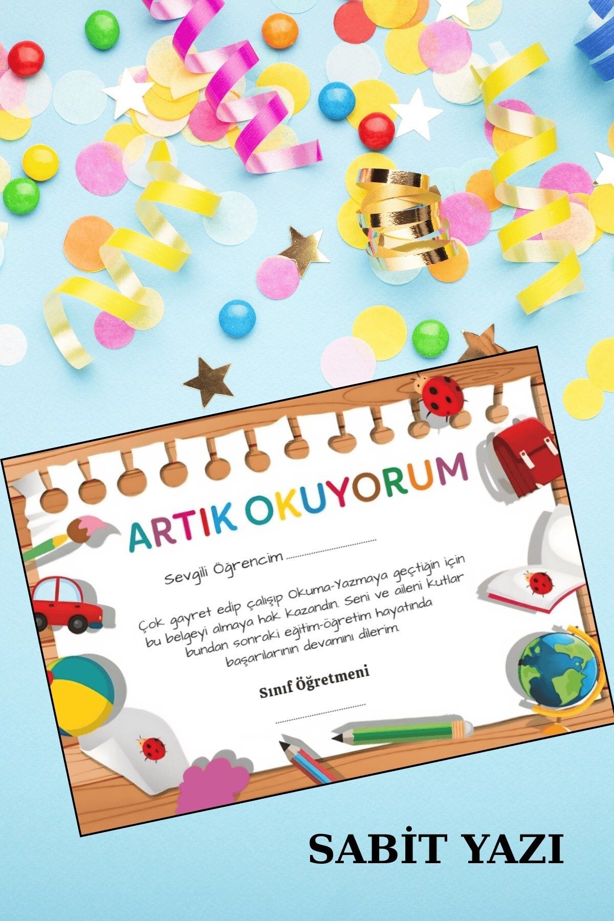 Emtory Home 1 Adet Artık Okuyorum Belgesi - A4 Boy - Kalın Kart - Yüksek Kalite Baskı 1.Hamur