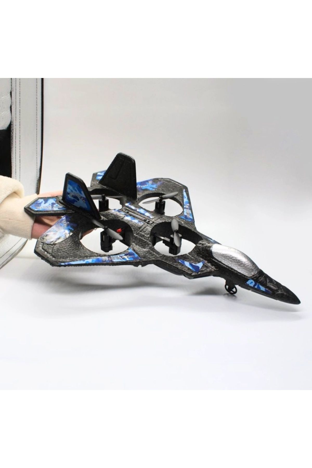 iUni-Lc222-a Remote Control Airplane, Thunder Jet X, 360° Acrobatics, Gyroscope, Led Lights, Blue 7