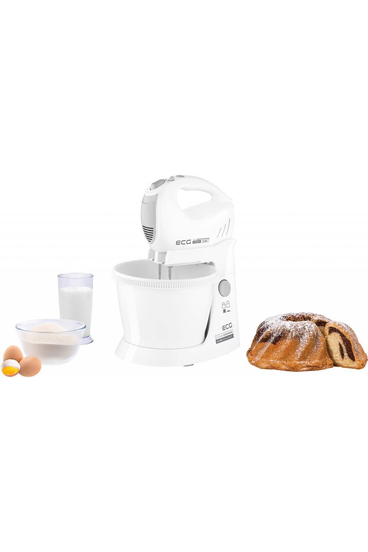 ECG-Hand Mixer With Rotating Bowl Rsm 4052, 400 W, 3.5 L, 5 Speeds, Turbo Function, White 19