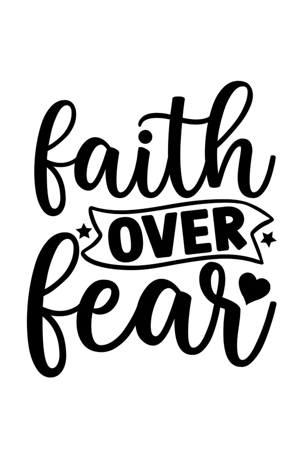 StoryGift Romania Sticker Exterior Cu Inimioara Si Stelute Cu Textul "faith Over Fear" - Credinta Peste Fric - One Size