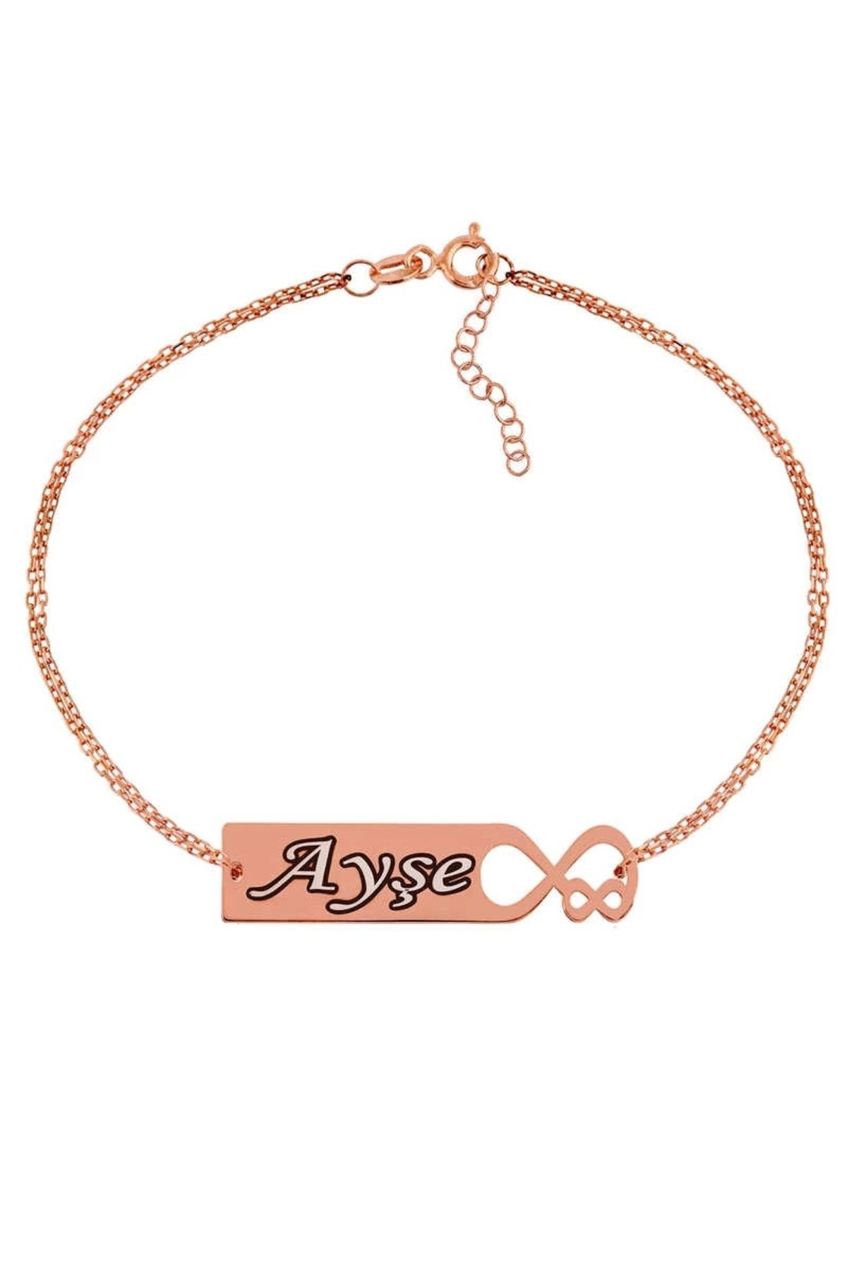 luz&pos Gümüş Rose Kişiye Özel Sonsuz Aşk İsimli Bileklik