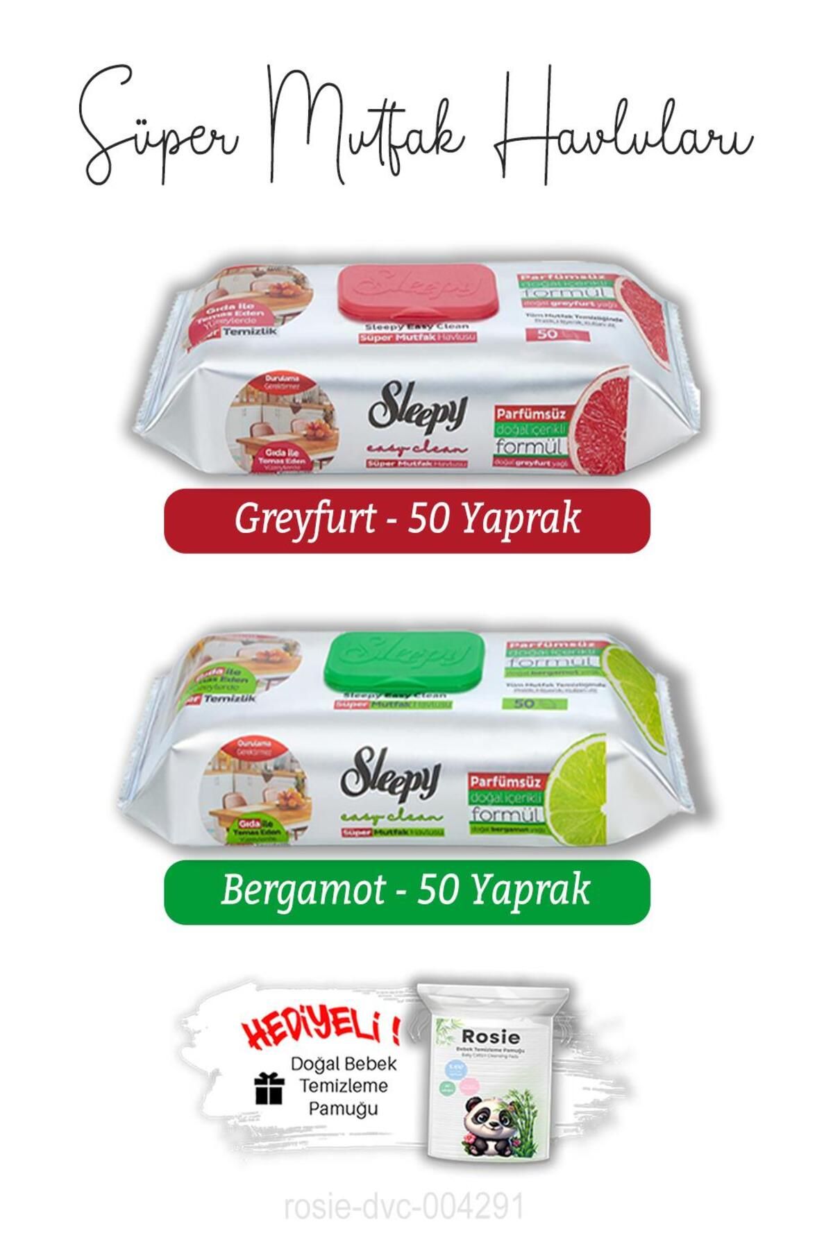 Sleepy Greyfurt ve Bergamot Süper Mutfak Havlusu 50'li ve ROSIE