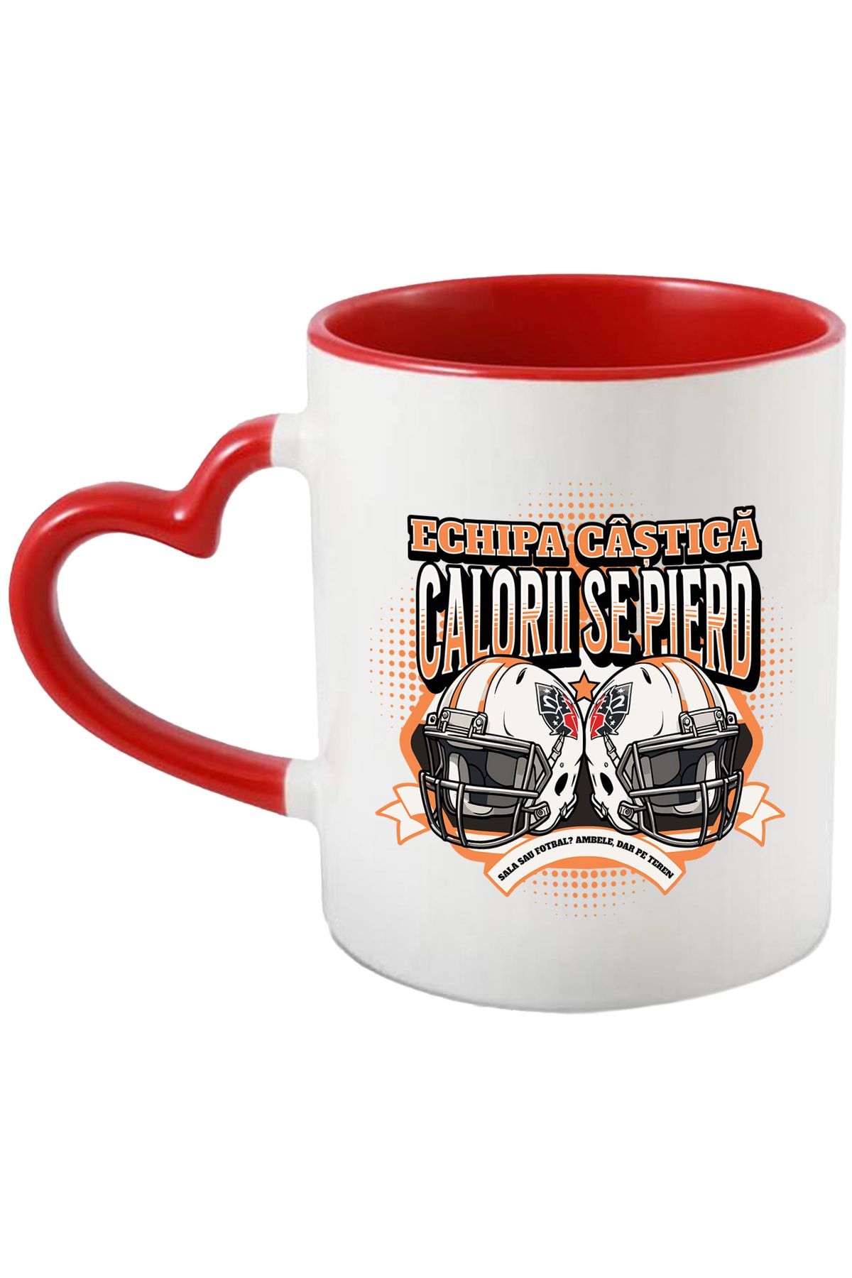 StoryGift Romania Cana Echipa Castiga Caloriile Se Pierd, Fotbal Americ, 330ml, Ceramica Cu Maner , Cu ,stg - One Size