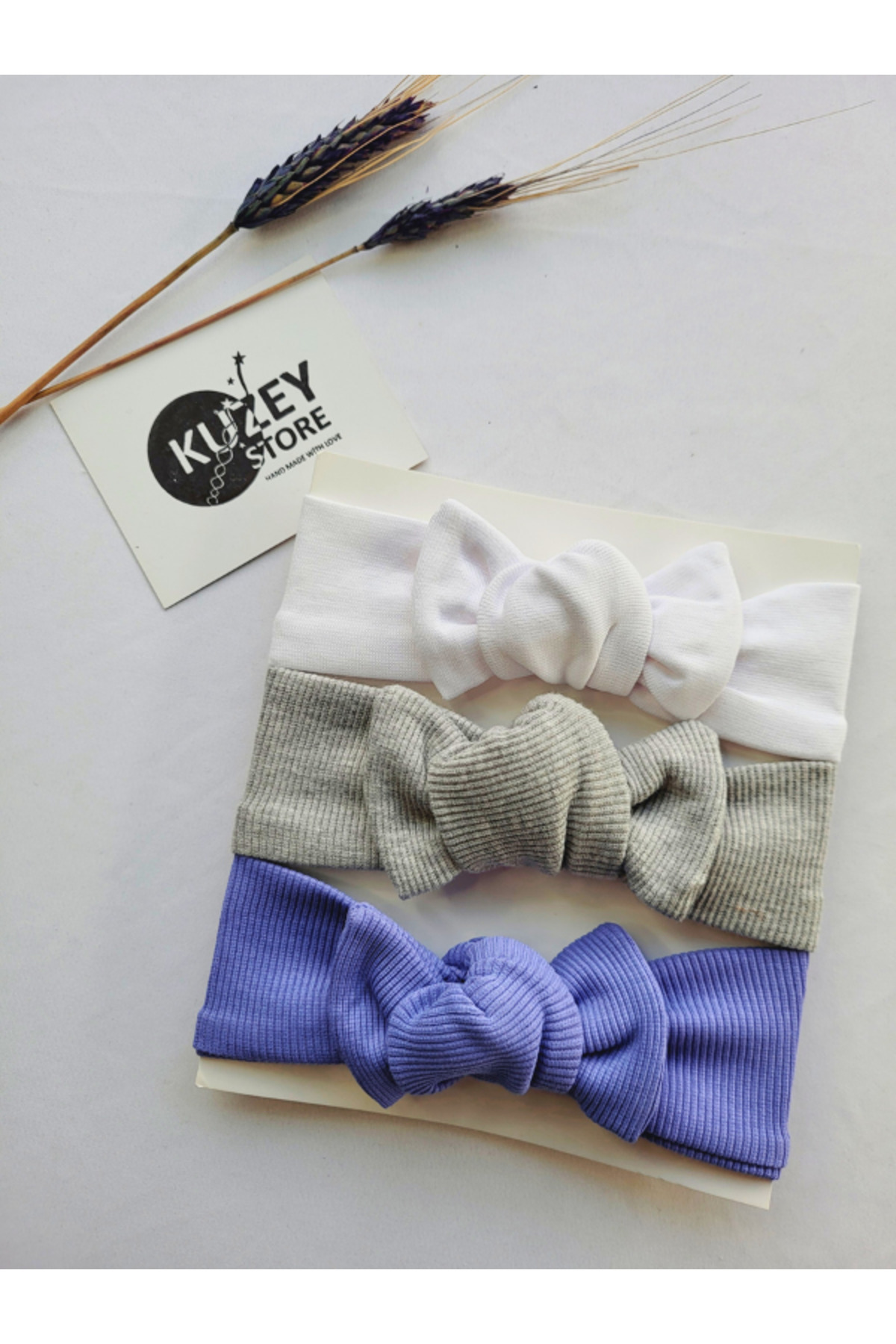 KUZEY STORE Kız Bebek 0-3 Yaş Uyumlu 3'lü Bandana Seti | Pamuklu ve Elastik