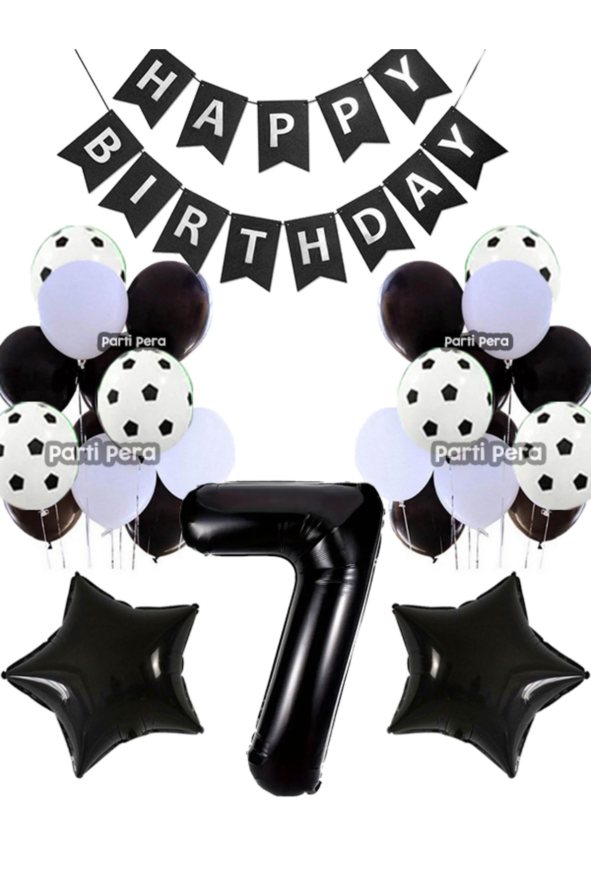 parti pera 8 Yaş Siyah Beyaz Pastel Balon Yıldız Folyo Balon Siyah Rakam Folyo Balon Doğum Günü Balon Seti