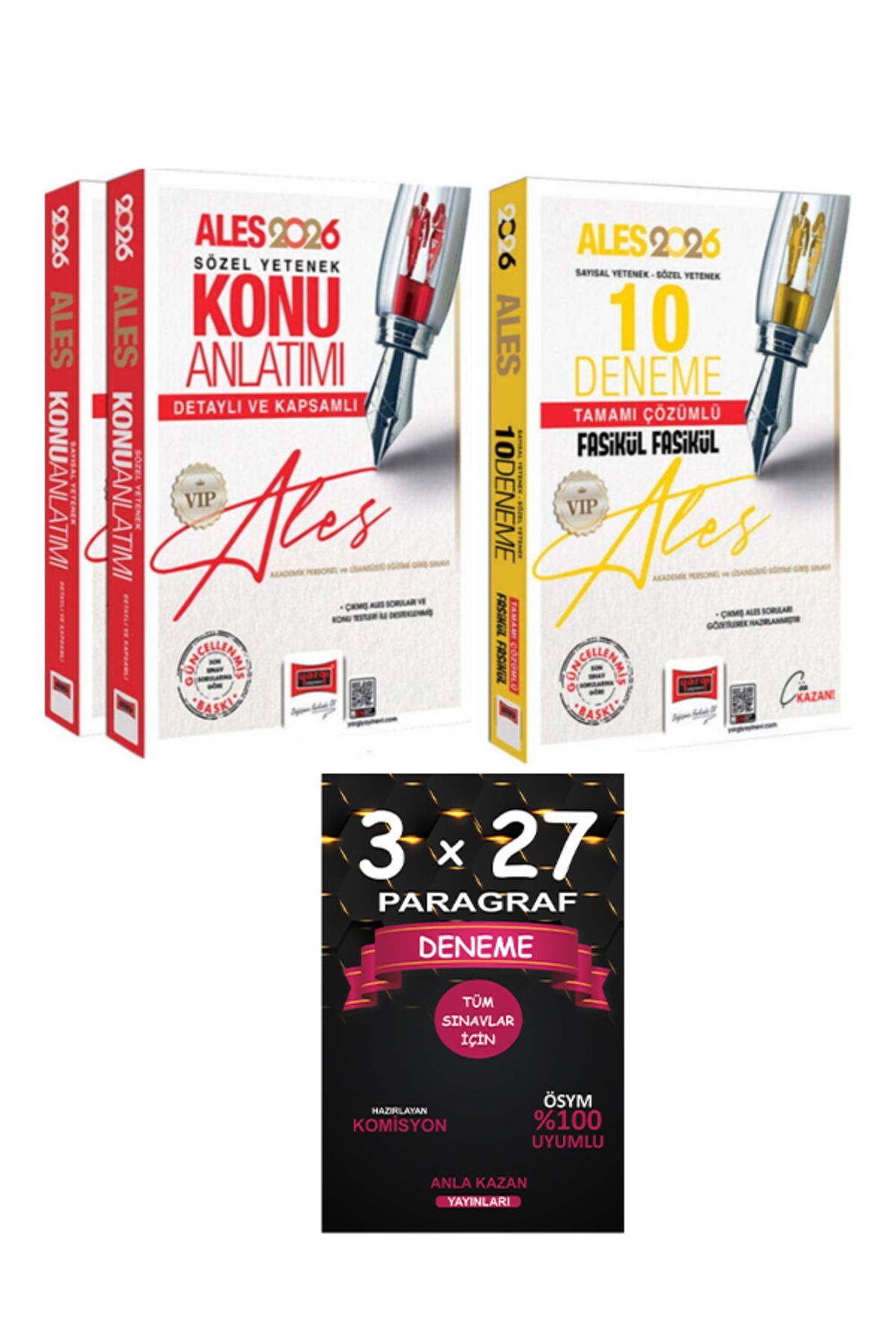 Anla Kazan Yayınları Yargı + Anla Kazan 2026 ALES VIP Sayısal Sözel Yetenek Konu + Fasikül 10 Deneme + Paragraf Deneme