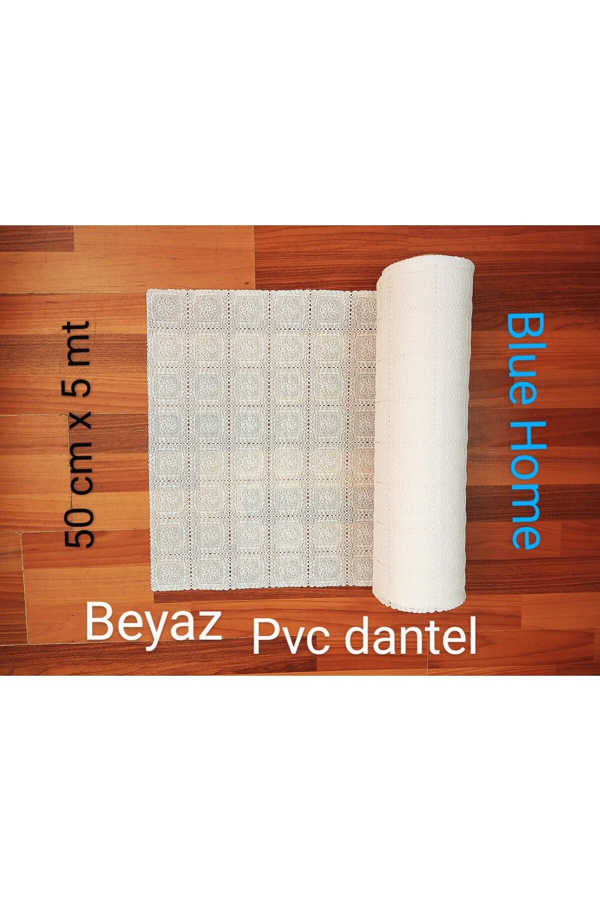 Blue Home Dantel Pvc Buz Dolabı Ayakkabılık Raf Dolap Çekmece Örtüsü / Eni :50 cm x 5 mt BEYAZ GZM50-23