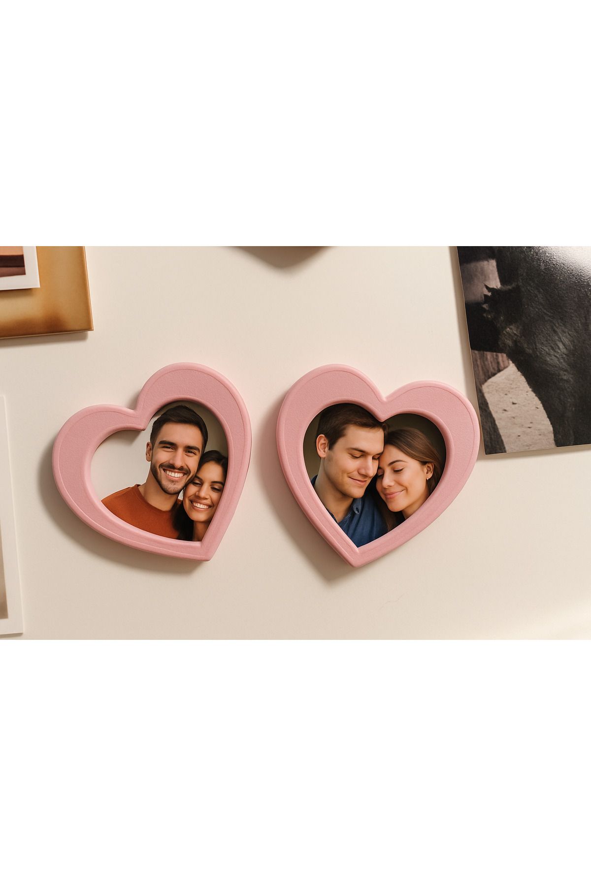 CHNSTORE Fotoğraflı Magnet - Buzdolabı Magneti - Buzdolabı Süsü - 2’li Kalpli Magnet