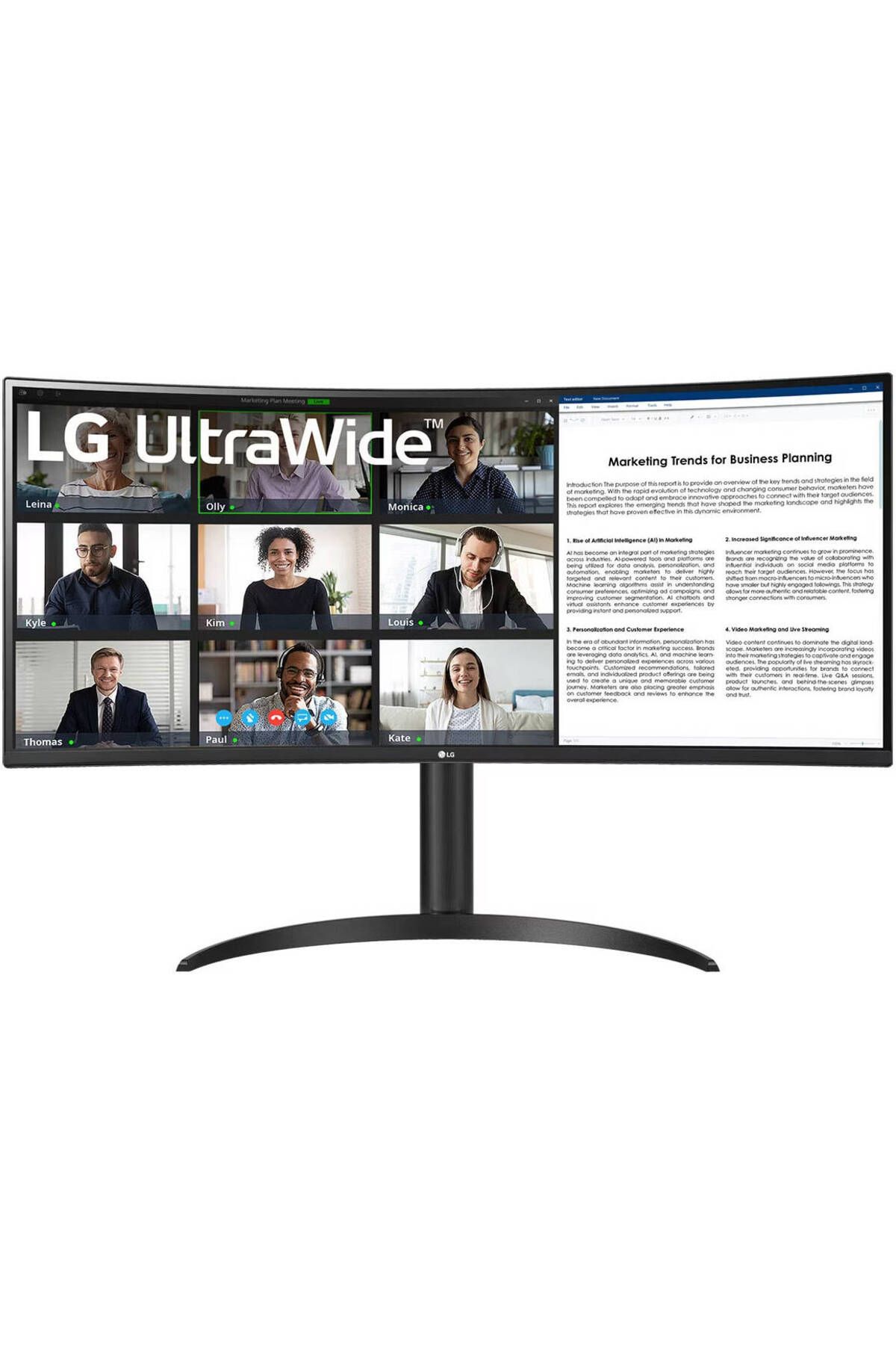 LG-LG 34" UltraWide QHD Curved VA Monitor, 100Hz Refresh Rate & 5ms Response Time, sRGB 99% (Typ.), 1