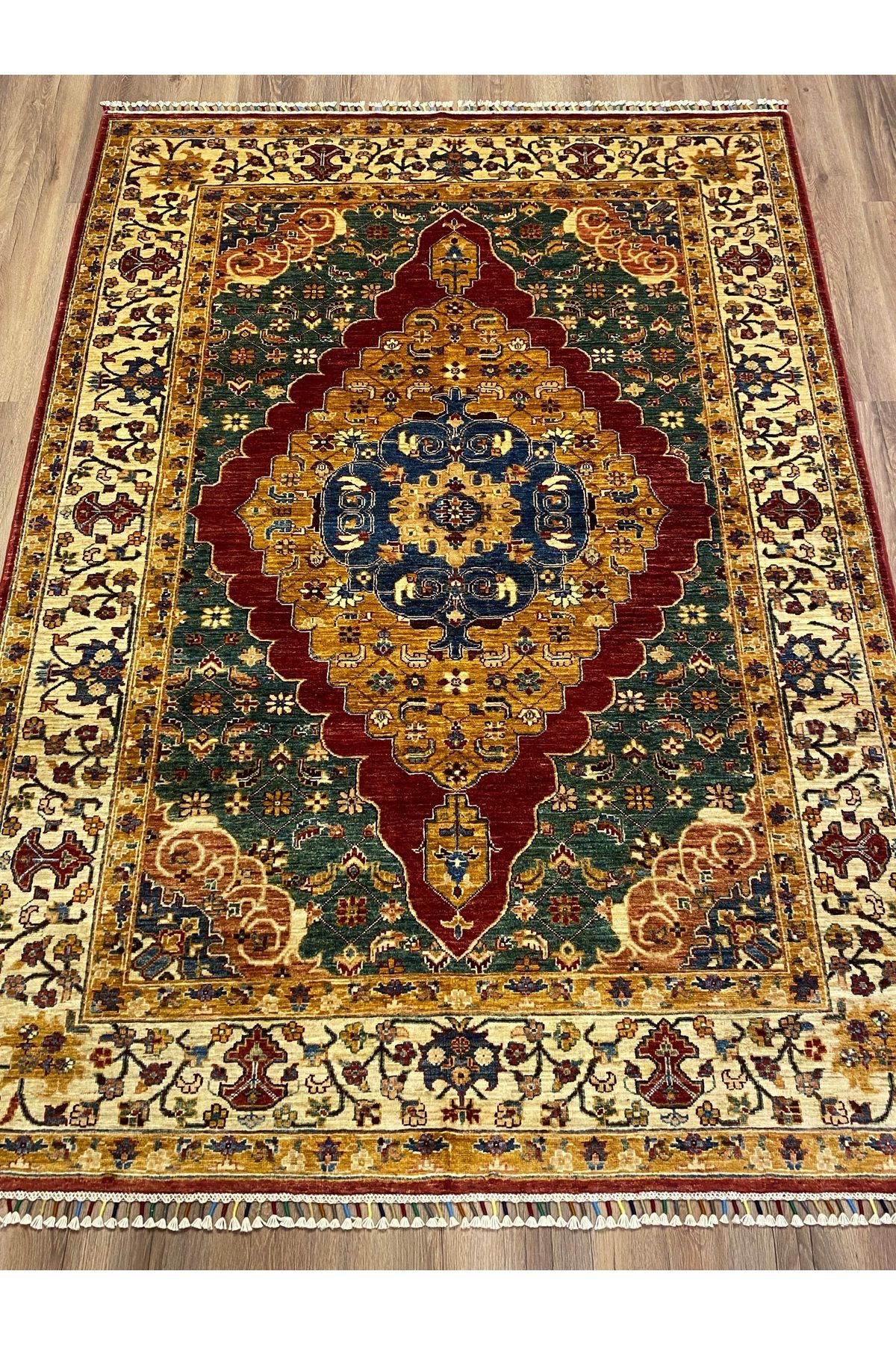 fethiyehalıkilim El Dokuma Afgan Heriz Halısı –%100 Yün %100 El Dokuma Naturel Dekoratif Halı El İşi Özgün Tasarım