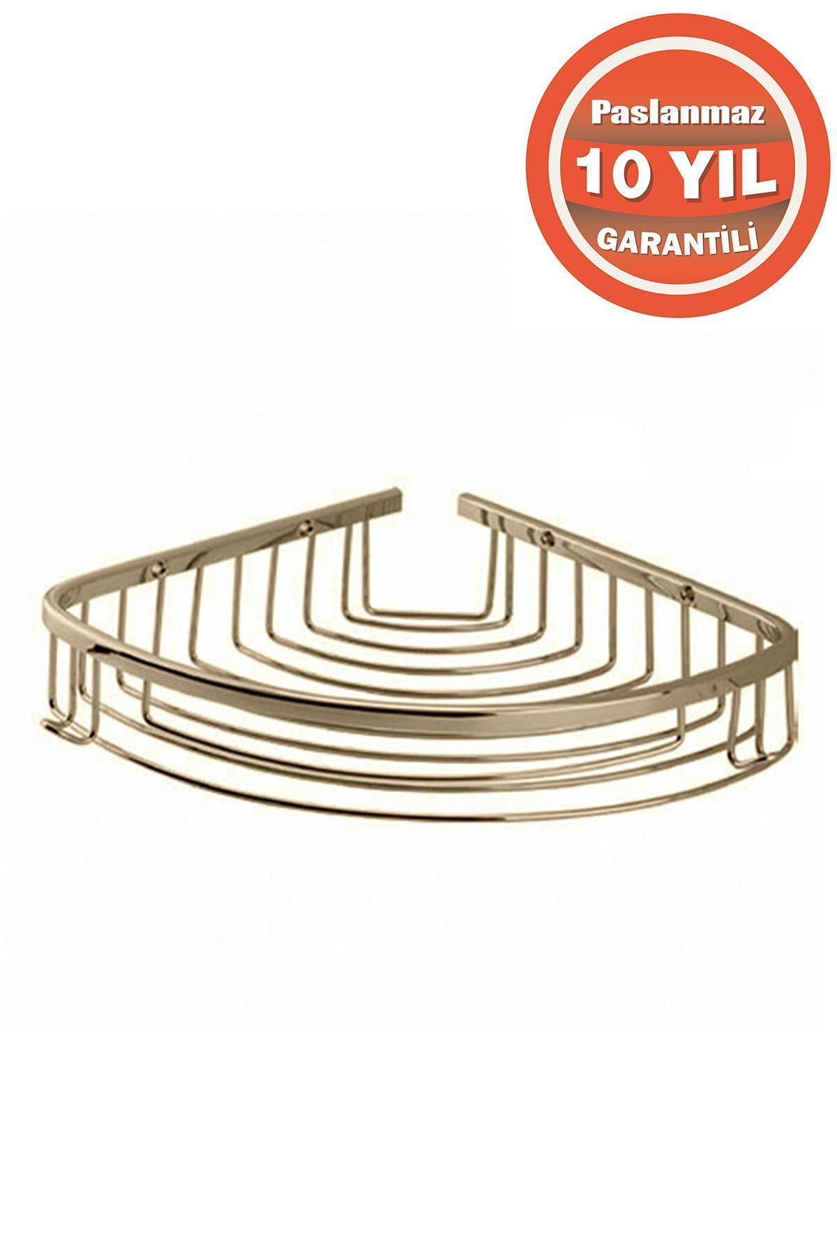 ÇELİK BANYO Paslanmaz Pirinç Destina Tekli 19x19 Cm Sampuanlık Banyo Rafı Altın Gold
