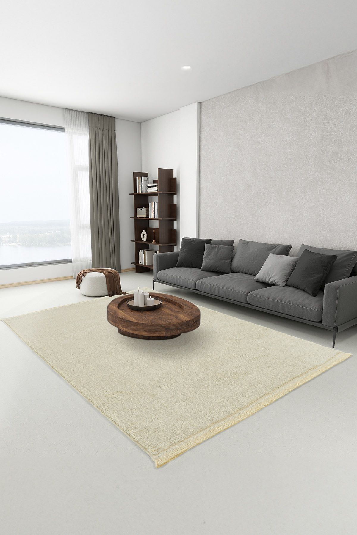 SEVENHILL Dream 4008 Bej Yumuşak Tüylü Kaymaz Tabanlı Halı
